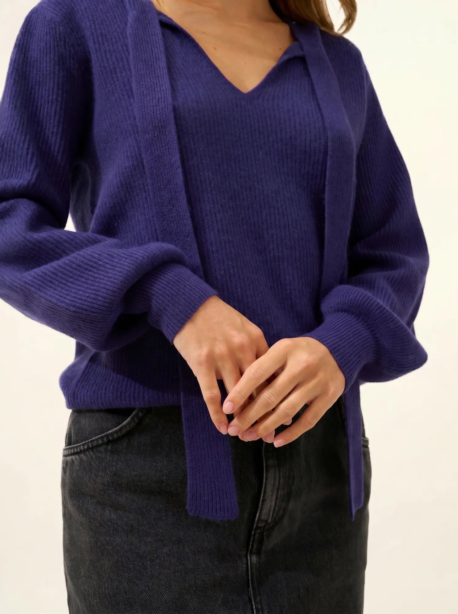 NOTY pullover col lavallière violett
