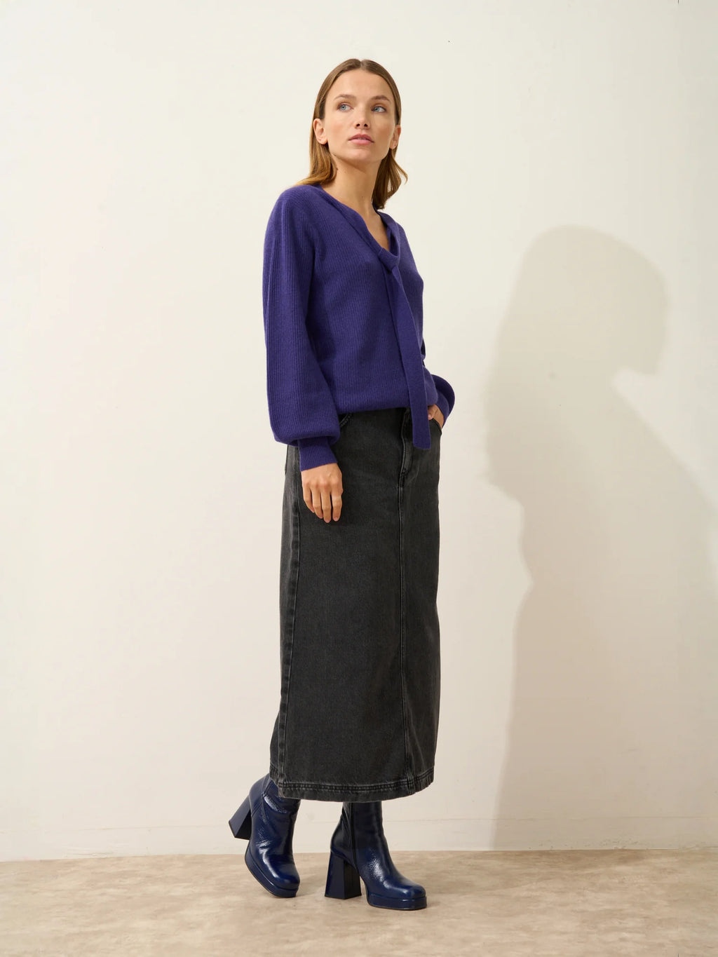 NOTY pullover col lavallière violett