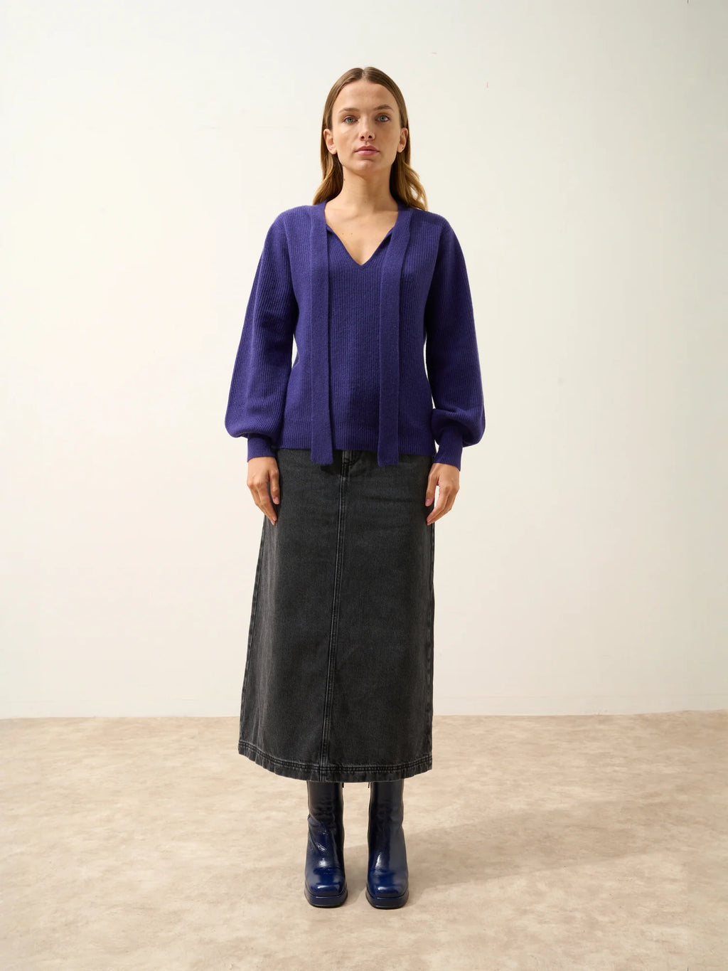 NOTY pullover col lavallière violett