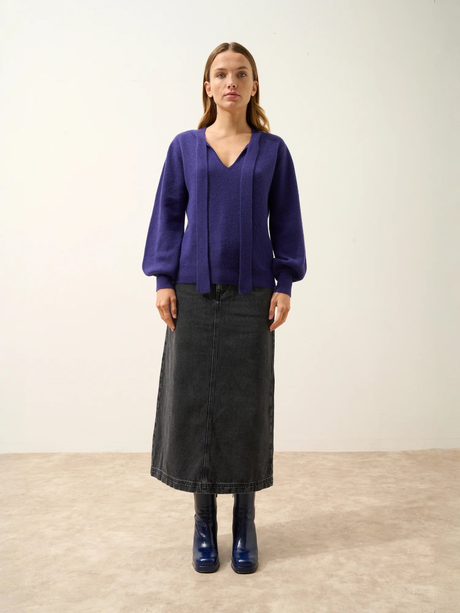 NOTY pullover col lavallière violett
