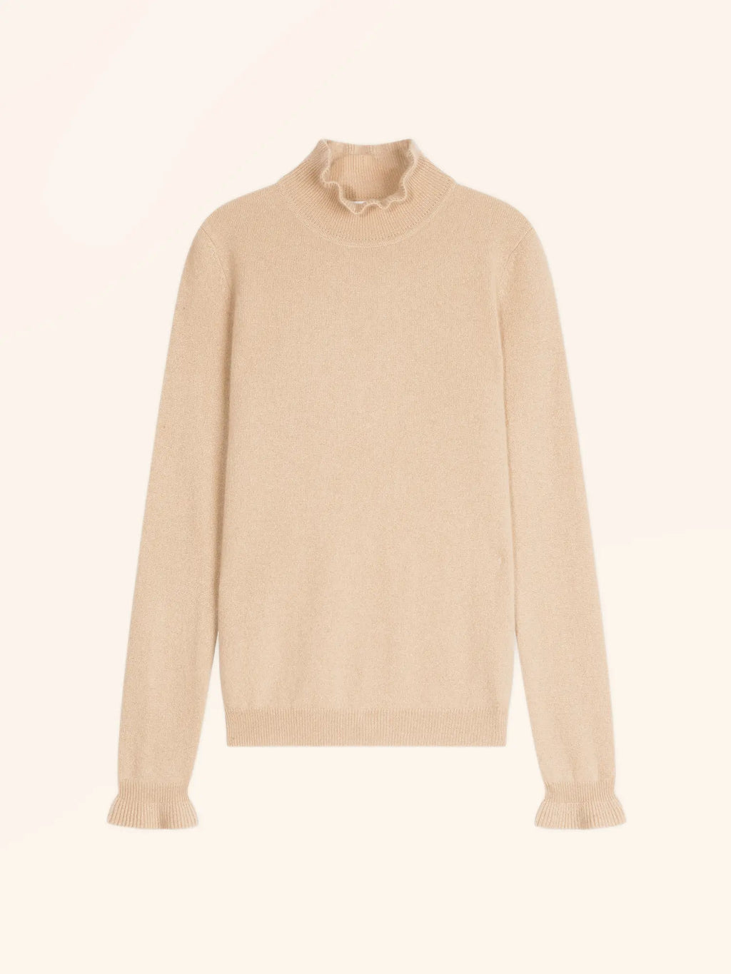 TRILA pullover stehkragen volant sand