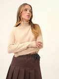 TRILA pullover stehkragen volant sand