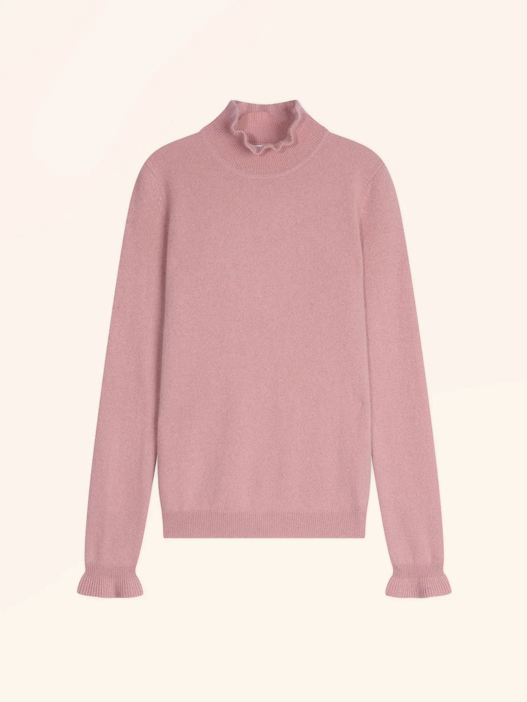 TRILA pullover stehkragen volant bois de rosa