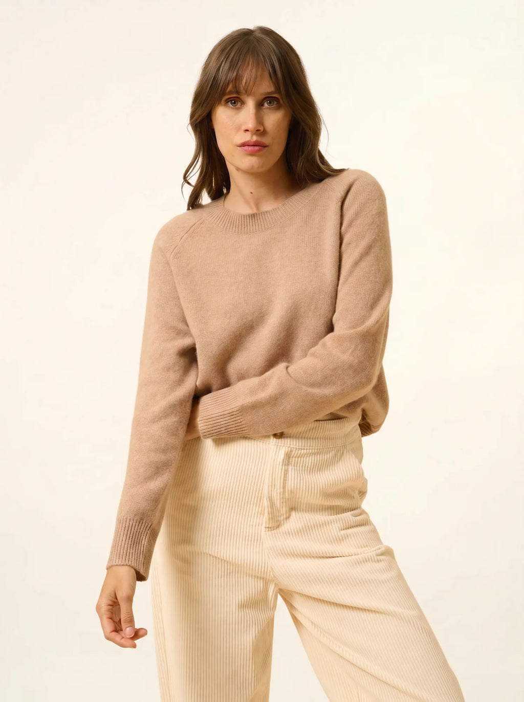 JON pullover rundhalsausschnitt 4-fädig camel meliert