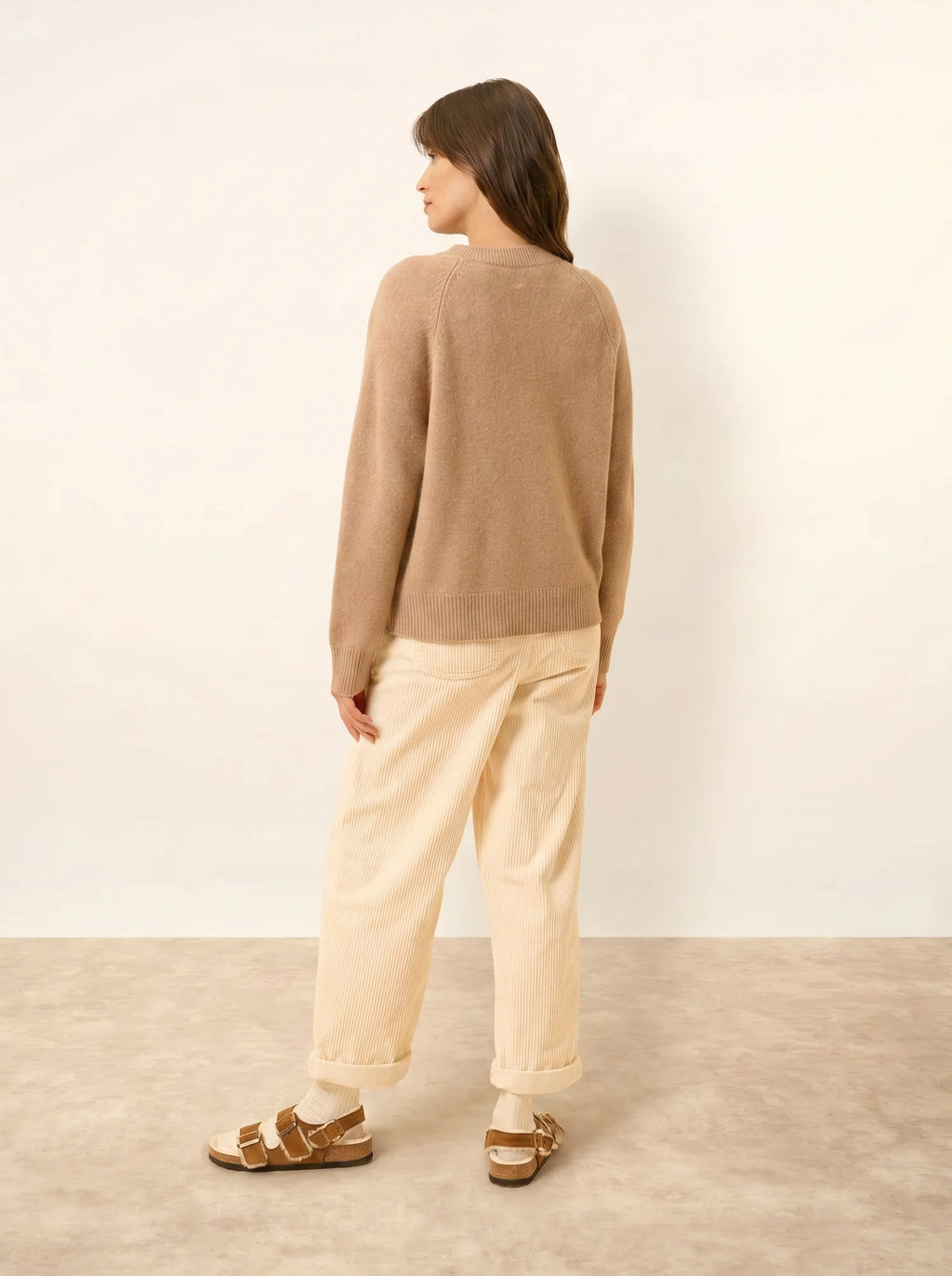 JON pullover rundhalsausschnitt 4-fädig camel meliert