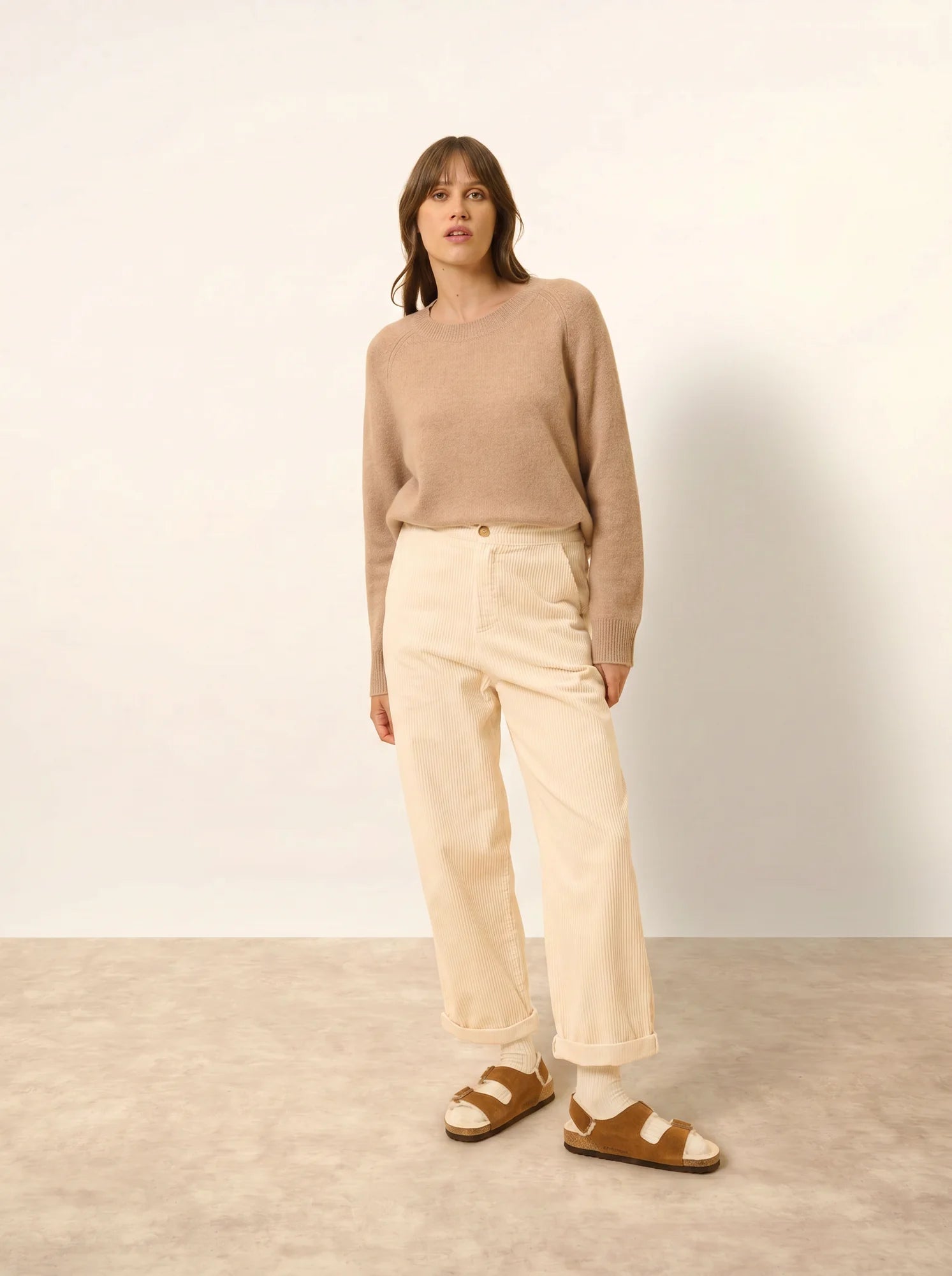 JON pullover rundhalsausschnitt 4-fädig camel meliert