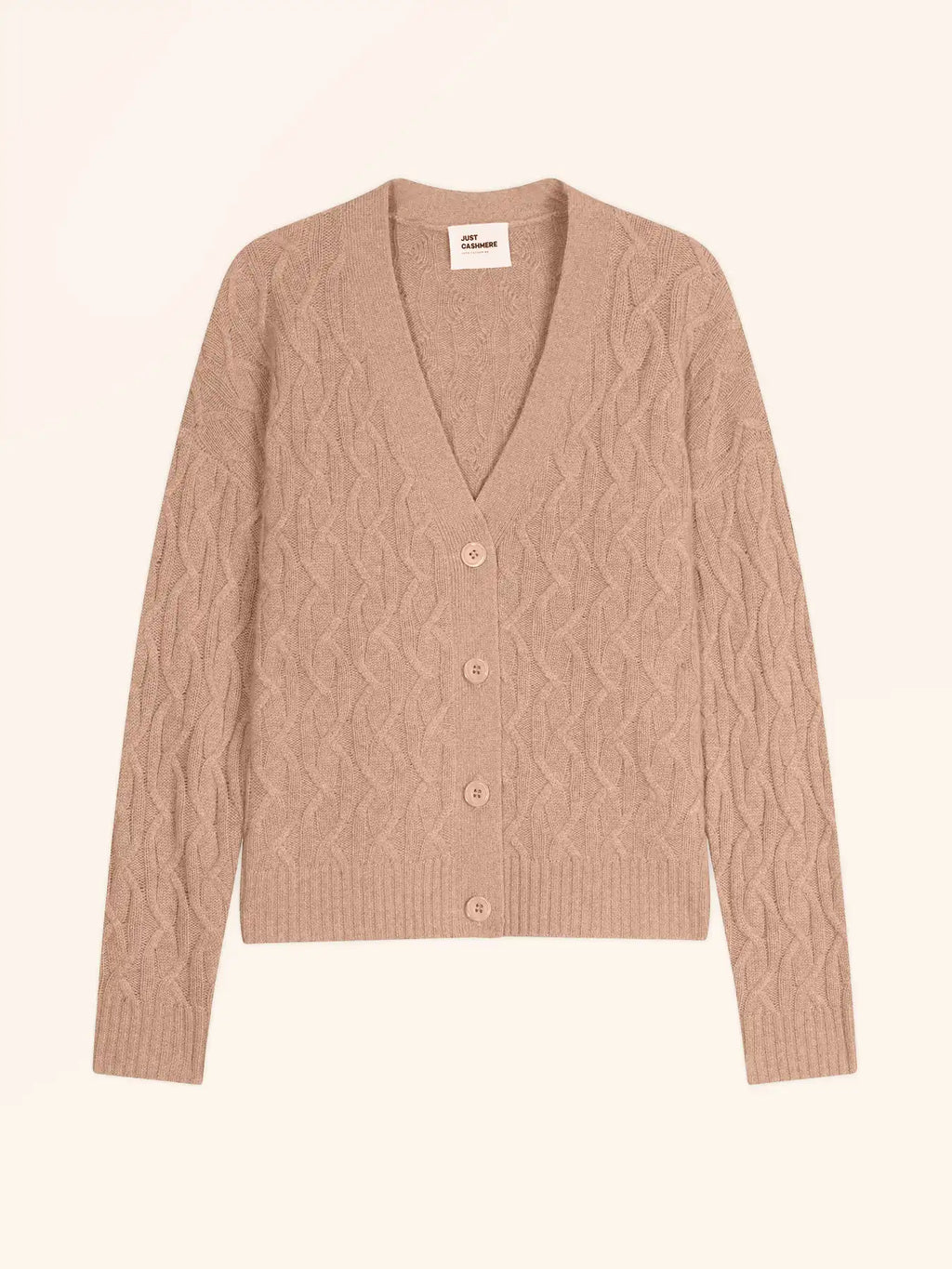 SYSTA strickjacke v-ausschnitt 4-fädig camel meliert