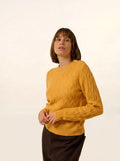 LYND pullover rundhalsausschnitt marine 4-fädig curcuma