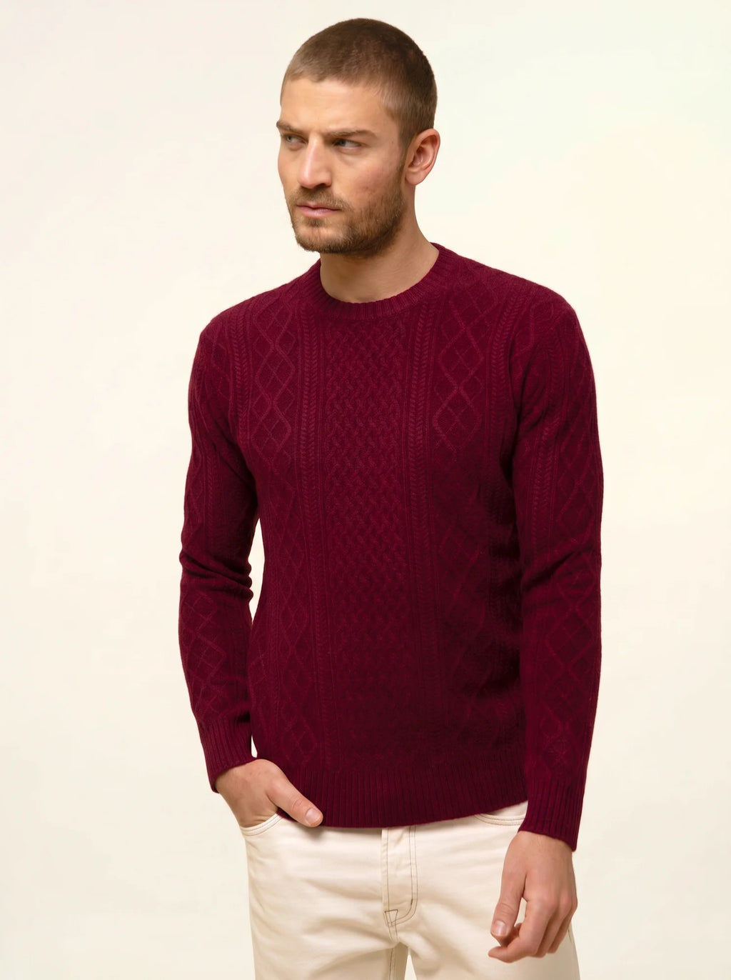THURID pullover rundhalsausschnitt 4-fädig bordeaux