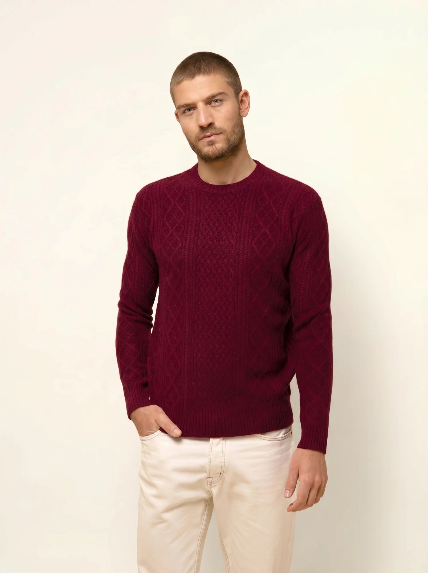 THURID pullover rundhalsausschnitt 4-fädig bordeaux