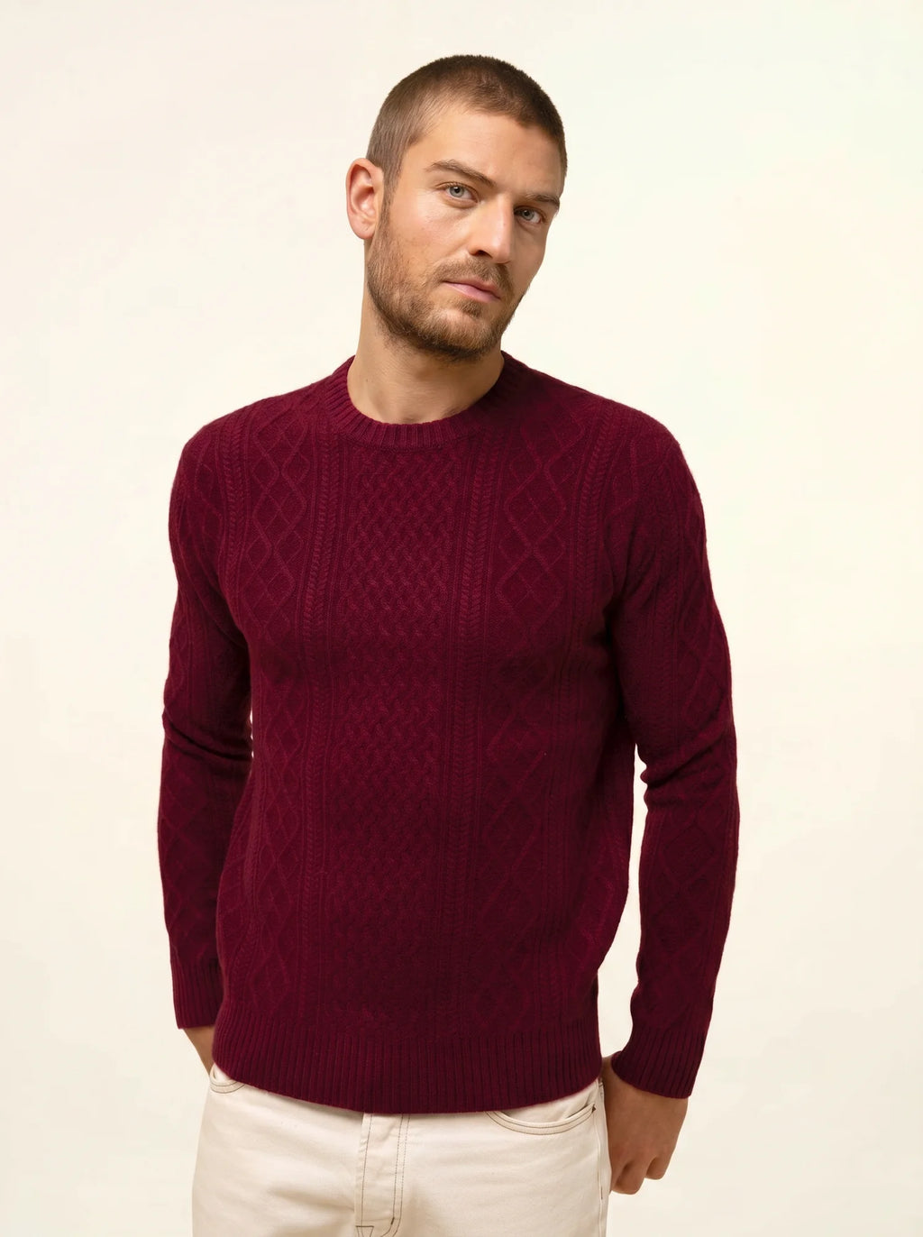 THURID pullover rundhalsausschnitt 4-fädig bordeaux