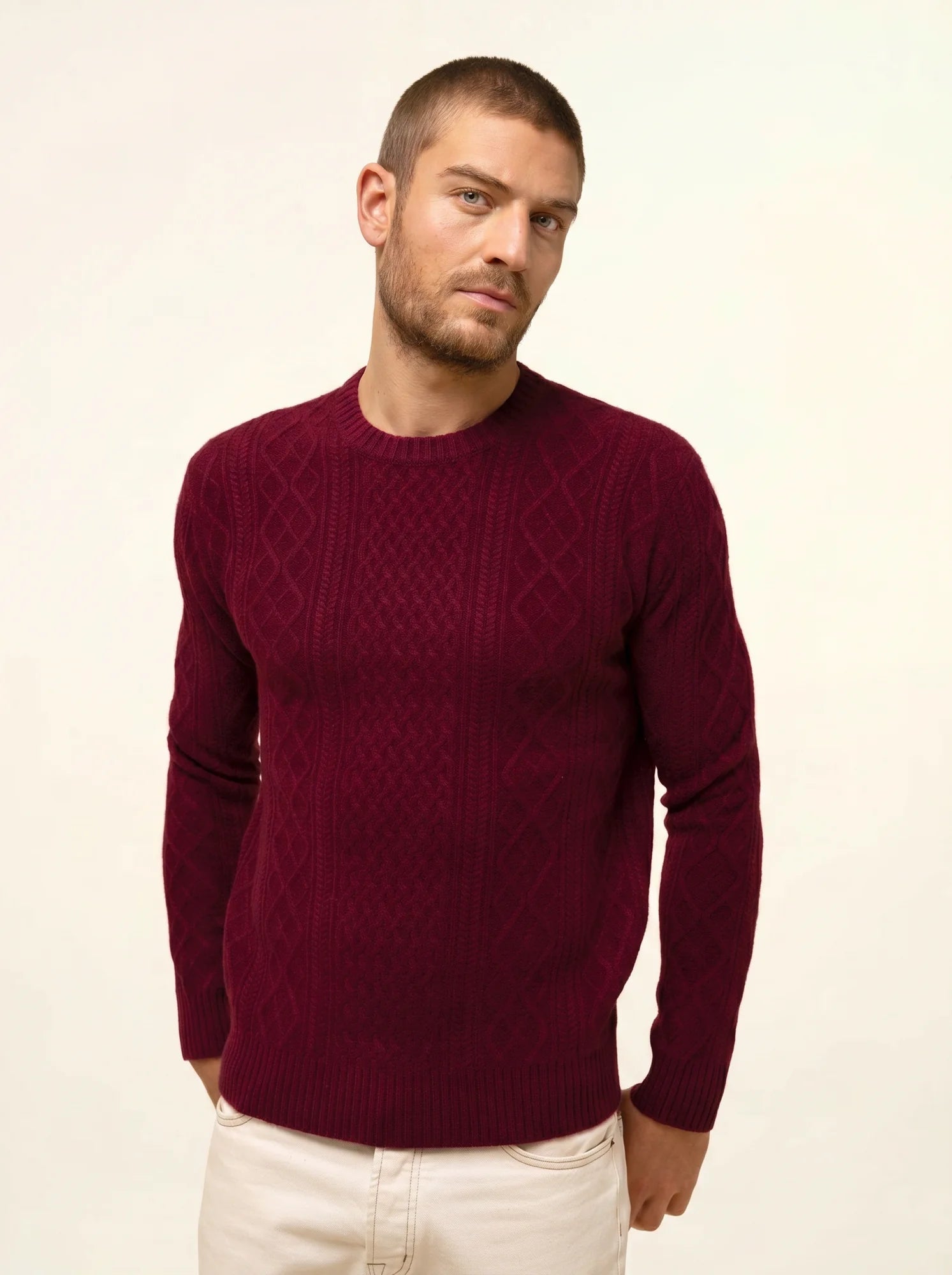 THURID pullover rundhalsausschnitt 4-fädig bordeaux