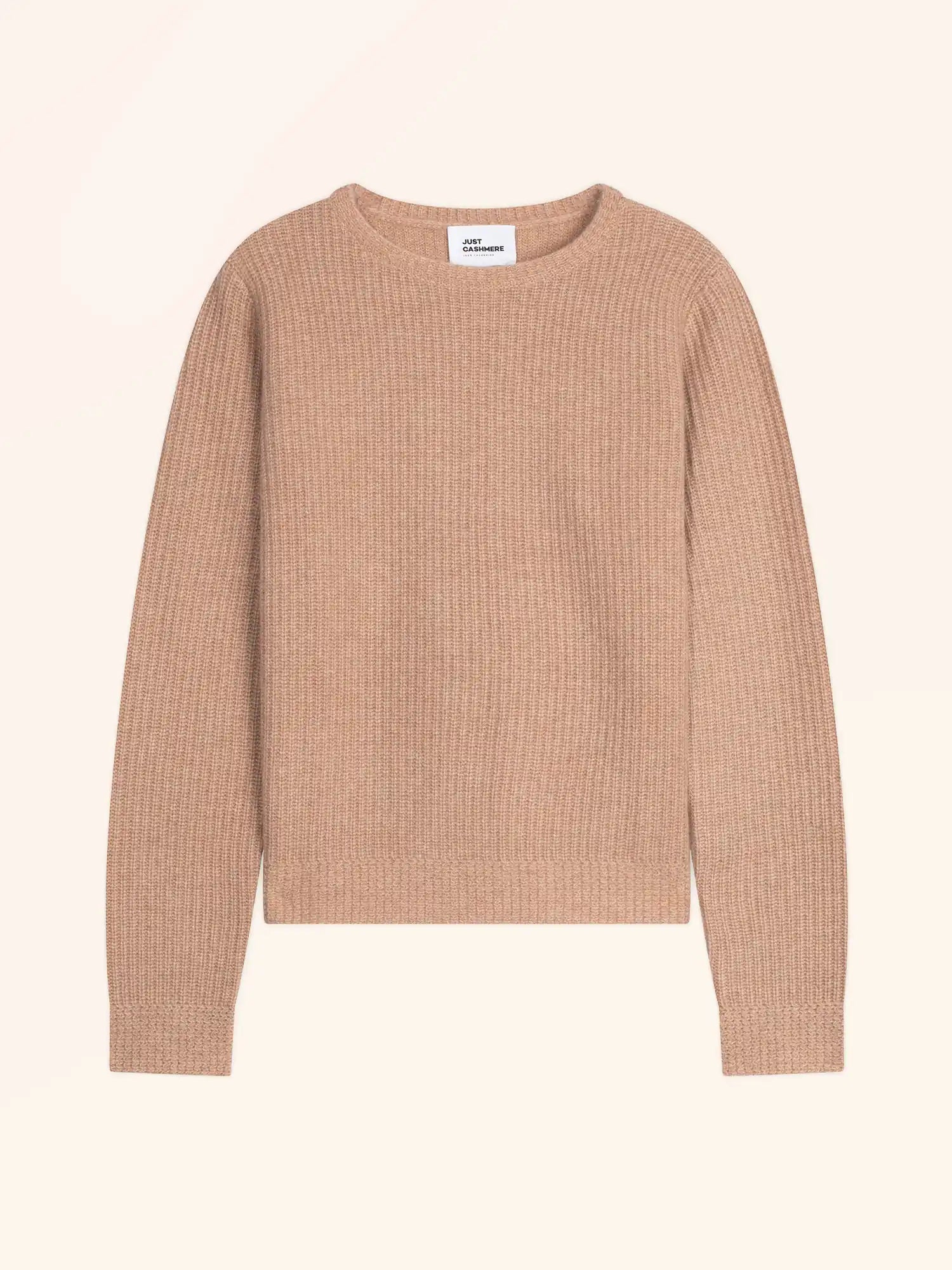 SIGRUN pullover rundhalsausschnitt 4-fädig camel meliert