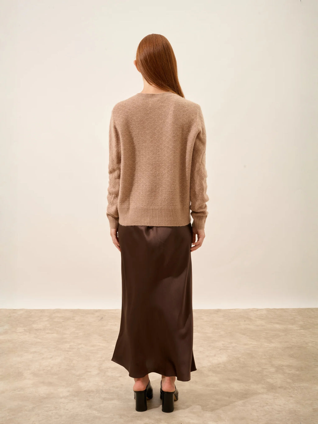 SIGRUN pullover rundhalsausschnitt 4-fädig camel meliert