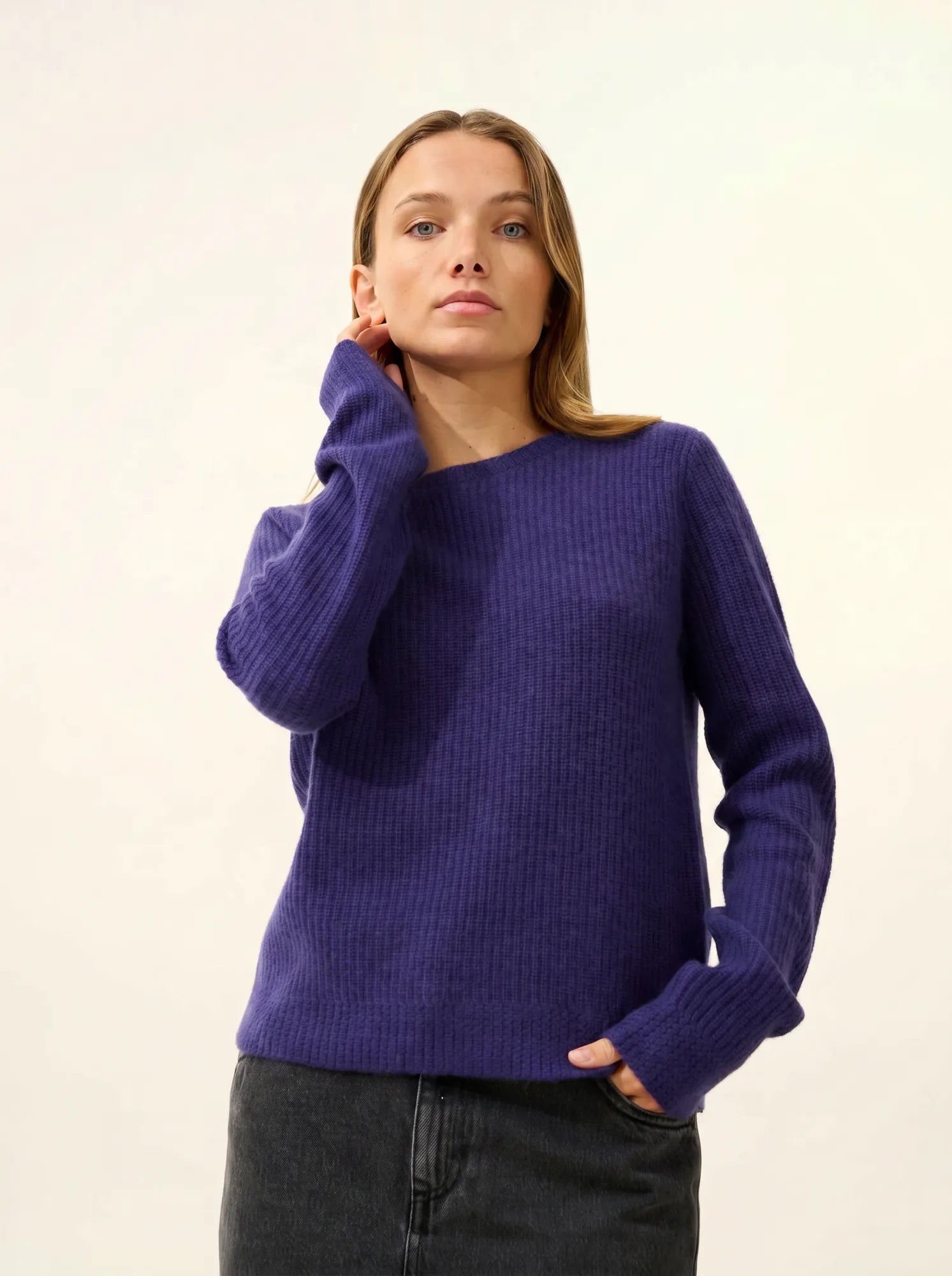 SIGRUN pullover rundhalsausschnitt 4-fädig violett
