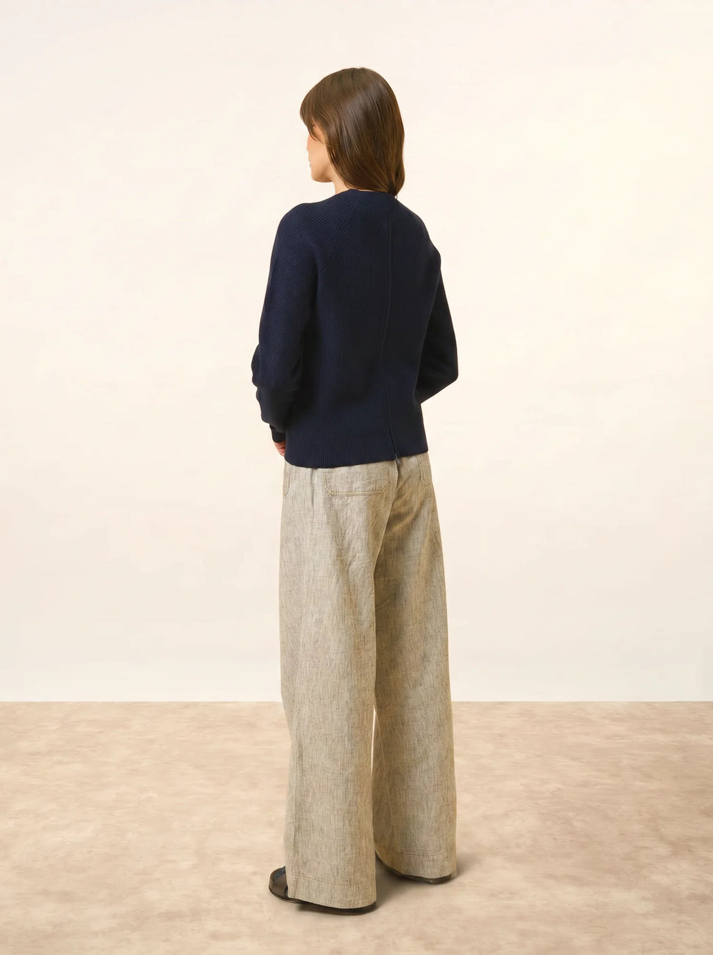 JONA pull col rond zippé dos bleu marine