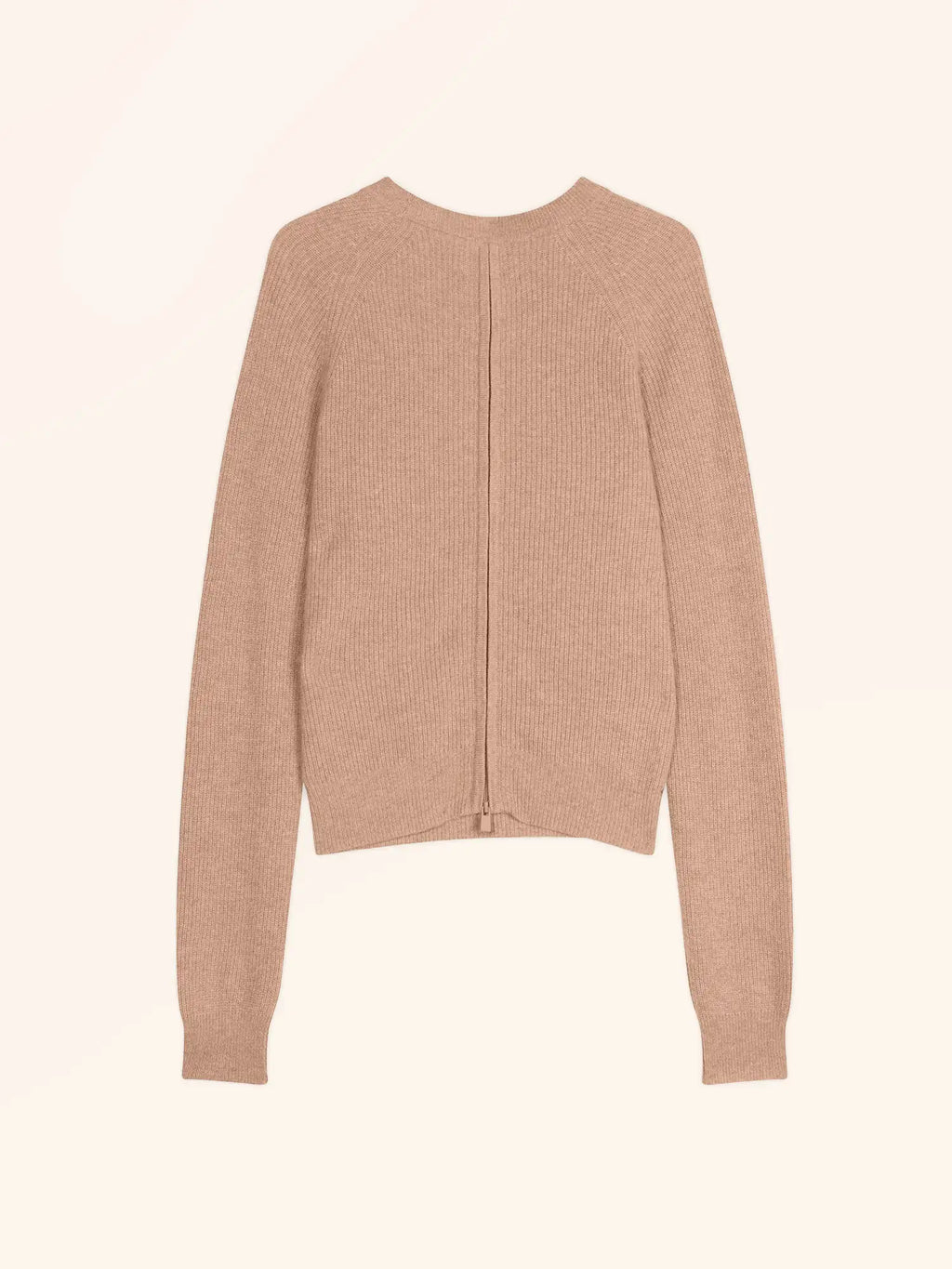 JONA pullover rundhalsausschnitt mit reissverschluss hinten camel meliert