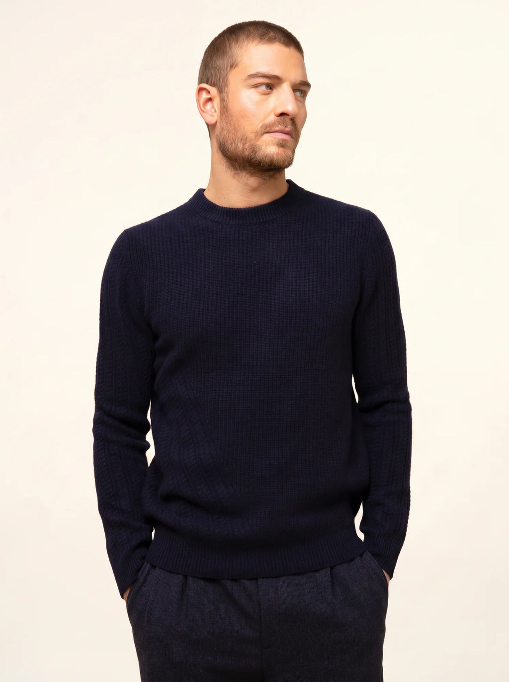 LUKKA pullover rundhalsausschnitt 4-fädig marineblau