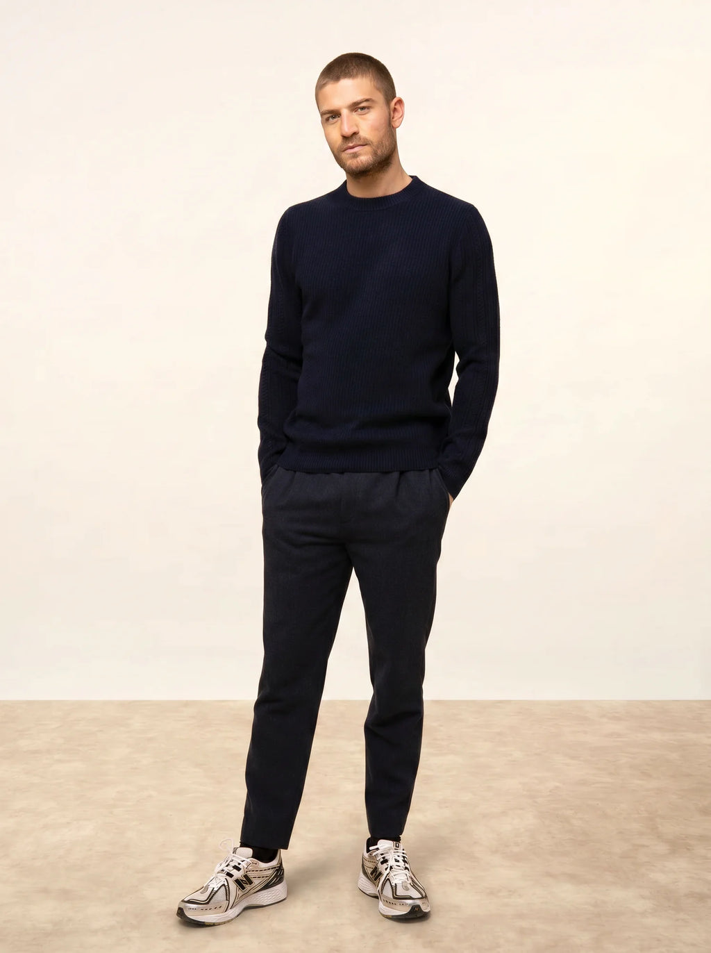 LUKKA pullover rundhalsausschnitt 4-fädig marineblau