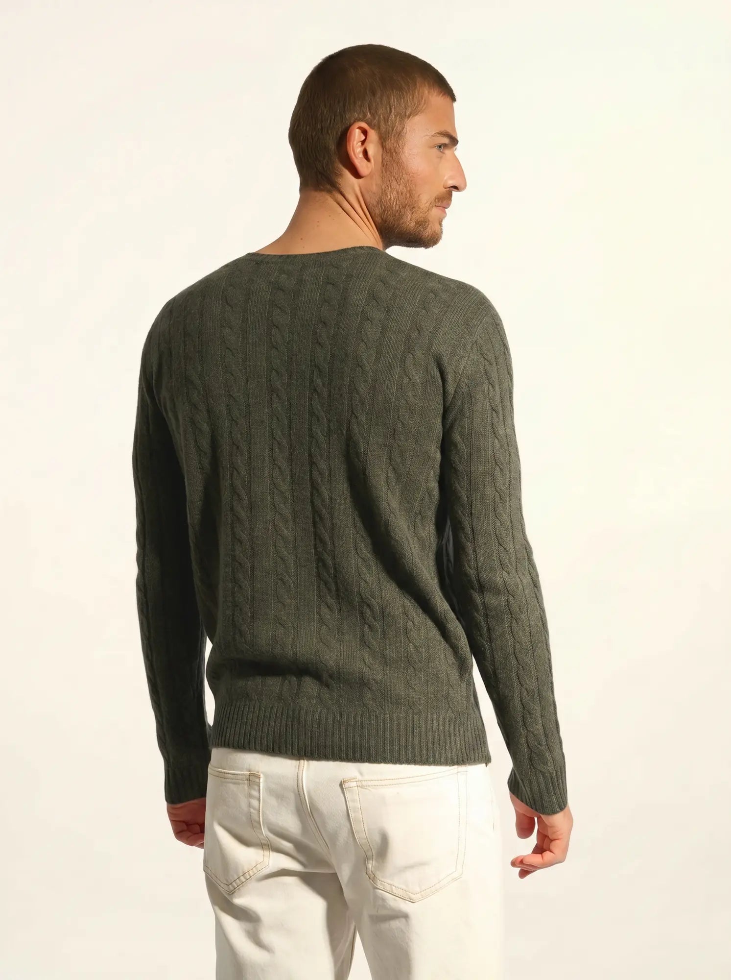 DARRI pullover rundhalsausschnitt 4-fädig khaki meliert