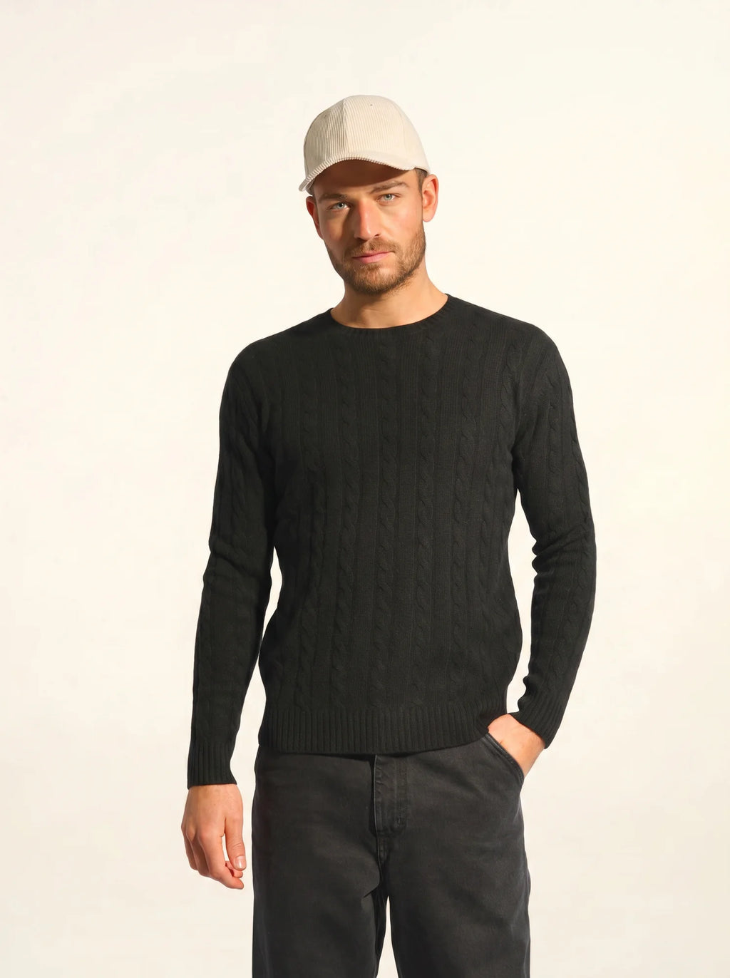 DARRI pullover rundhalsausschnitt 4-fädig schwarz