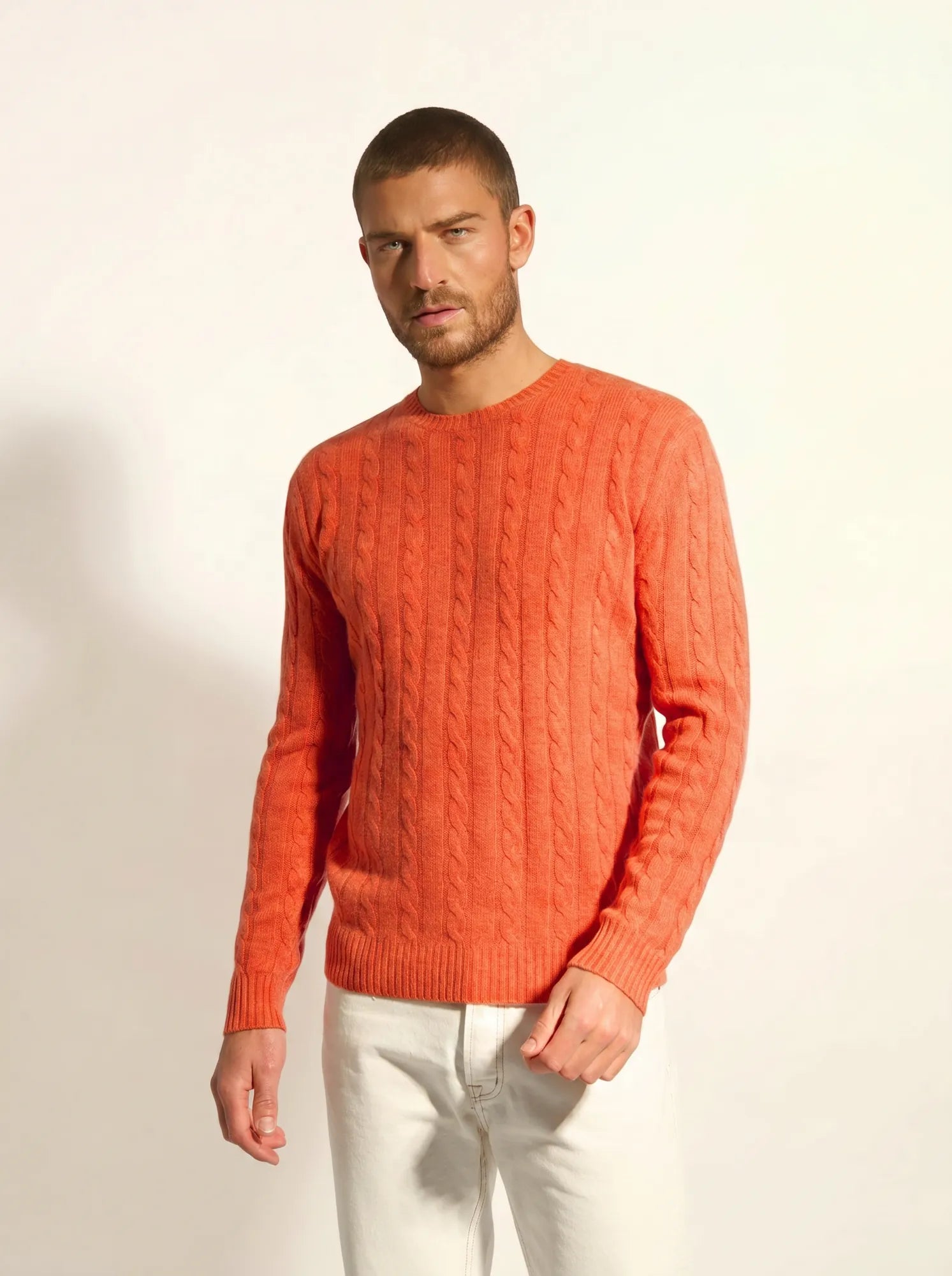 DARRI pullover rundhalsausschnitt 4-fädig orange meliert