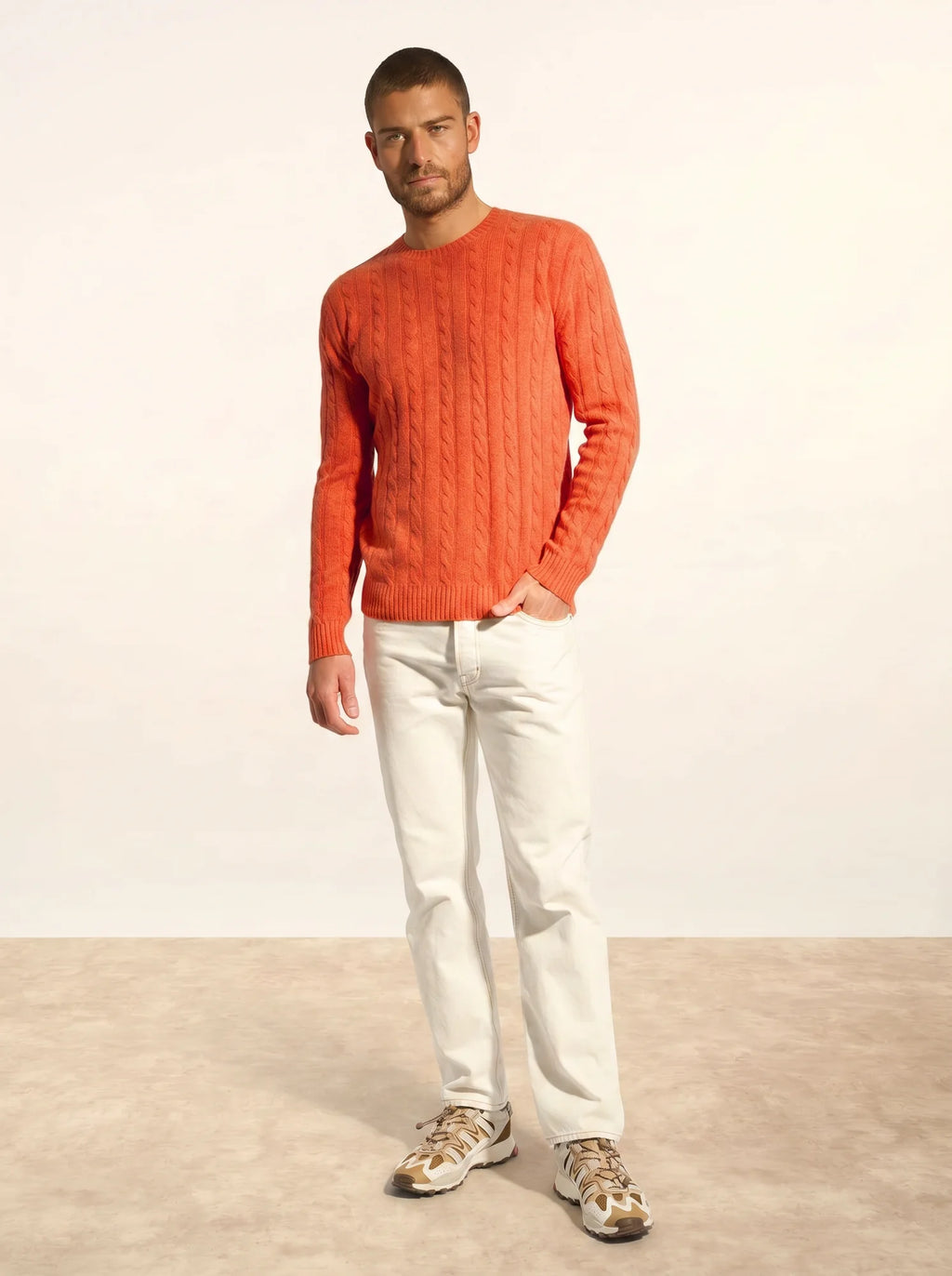 DARRI pullover rundhalsausschnitt 4-fädig orange meliert