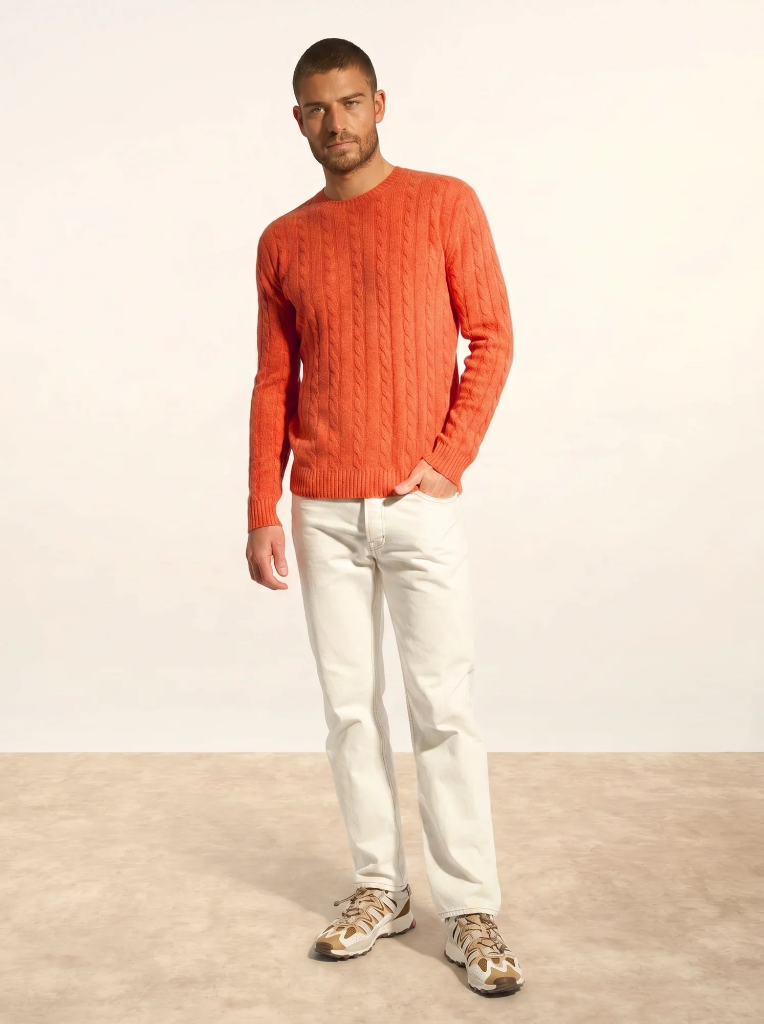 DARRI pullover rundhalsausschnitt 4-fädig orange meliert