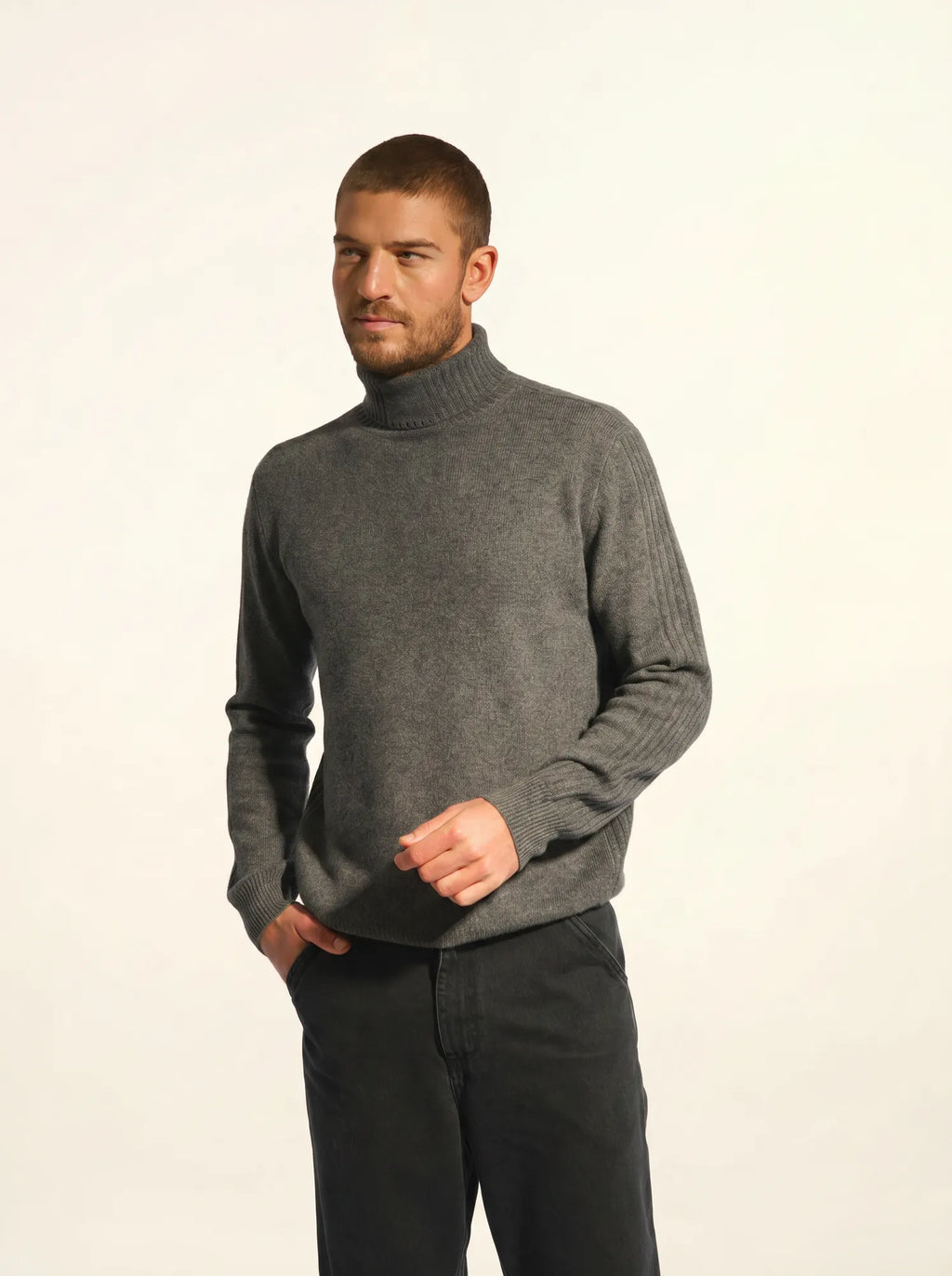 NOI pullover rollkragen 4-fädig anthrazit meliert