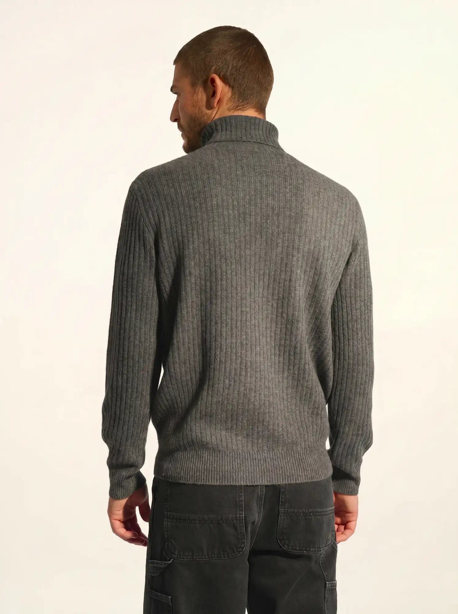 NOI pull col roulé 4 fils anthracite chiné