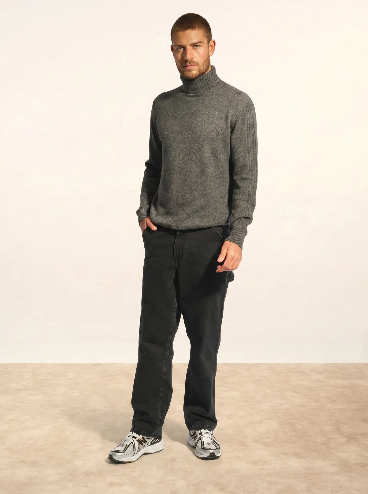 NOI pullover rollkragen 4-fädig anthrazit meliert