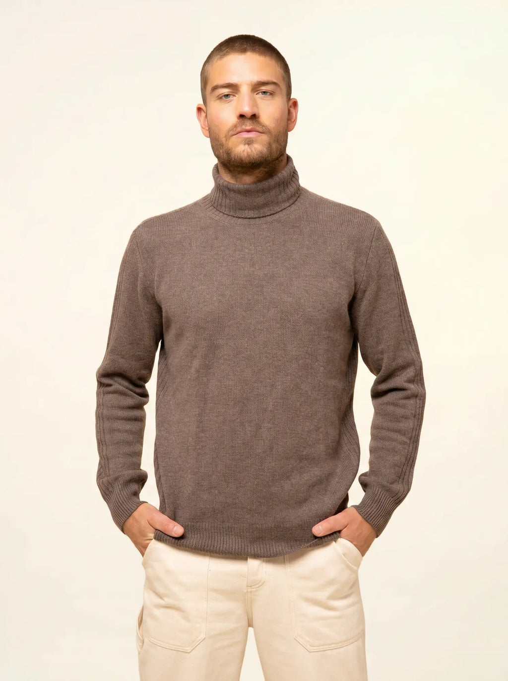 NOI pullover rollkragen 4-fädig taupe meliert