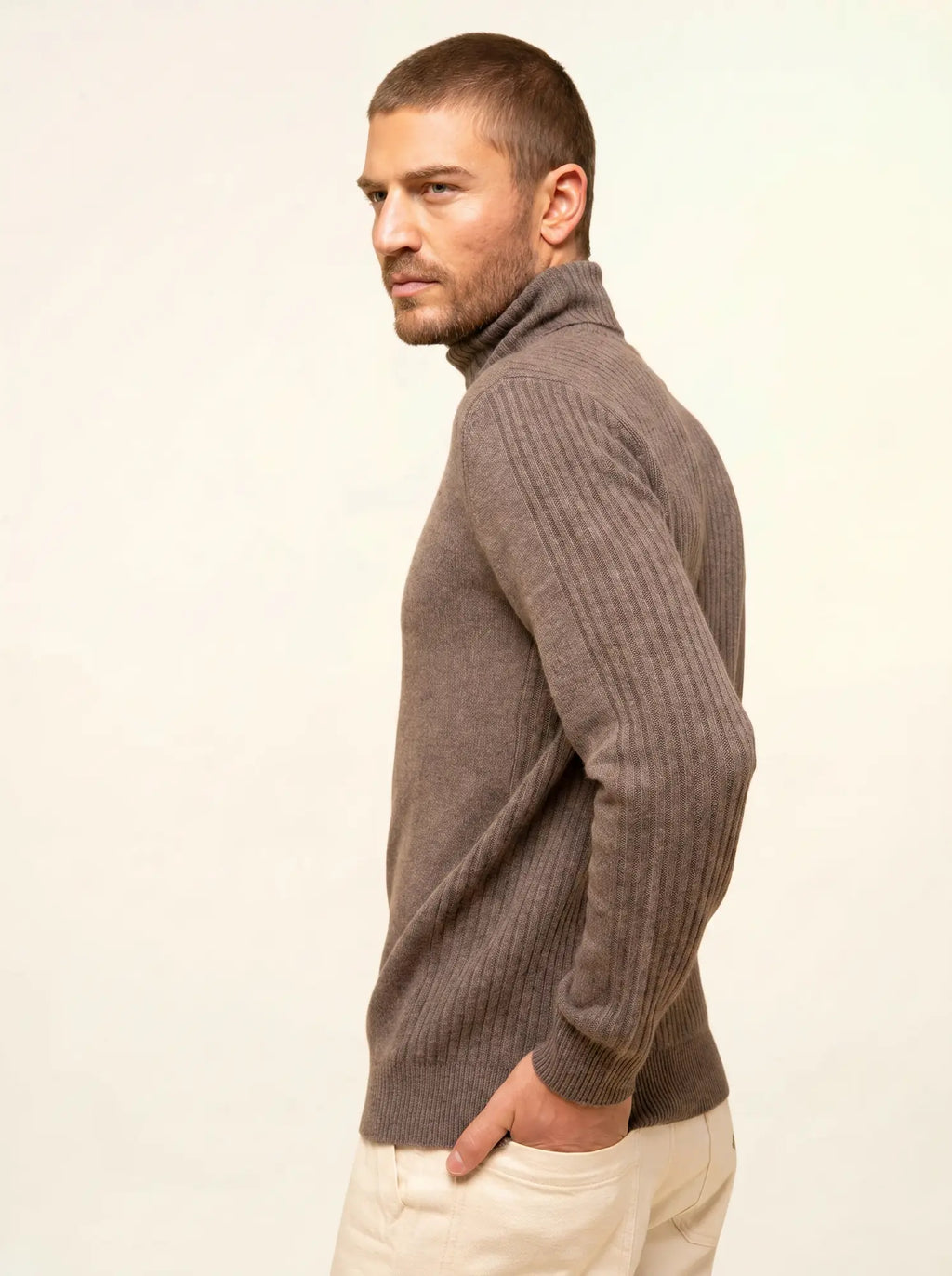 NOI pullover rollkragen 4-fädig taupe meliert