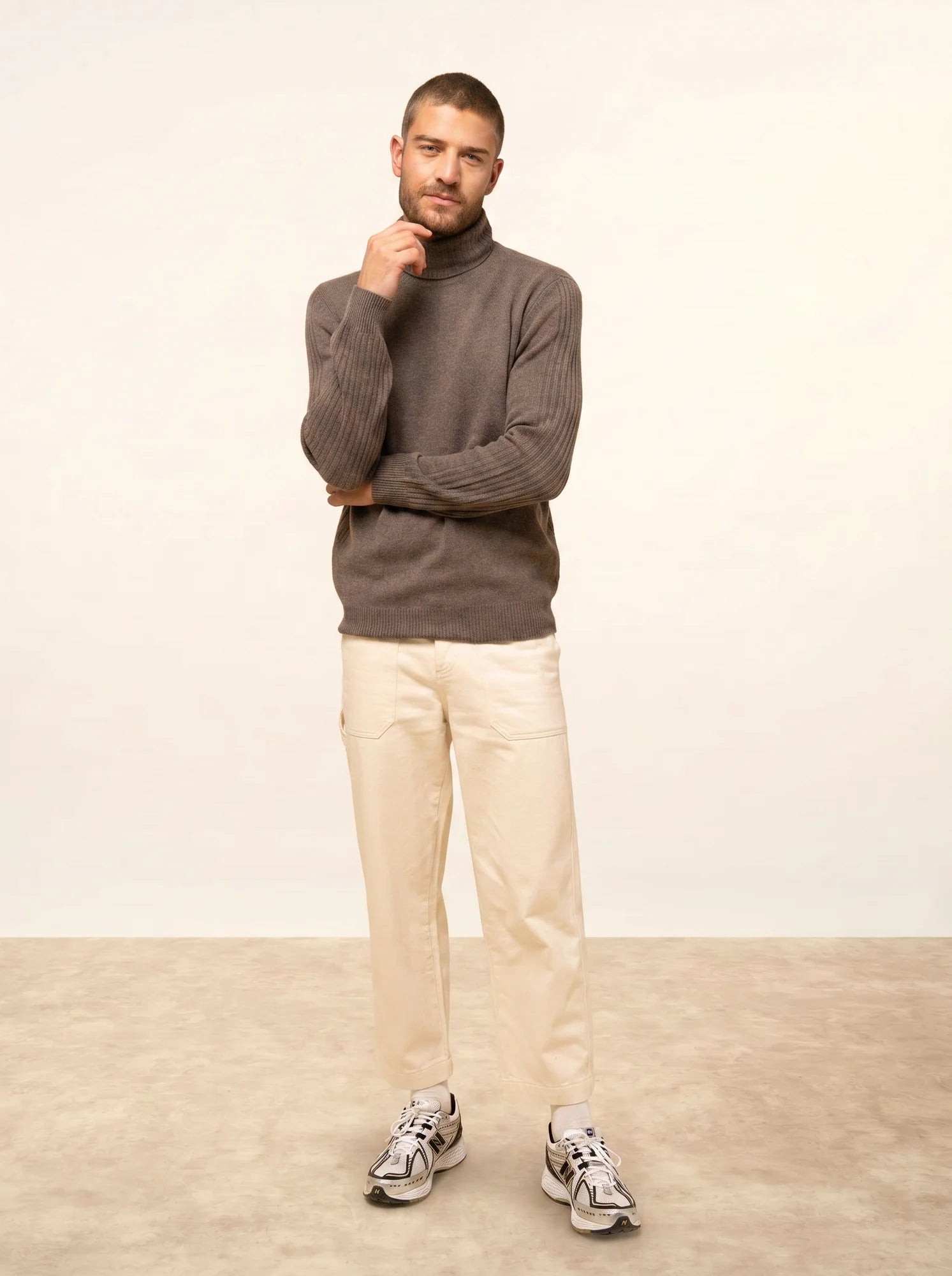 NOI pullover rollkragen 4-fädig taupe meliert