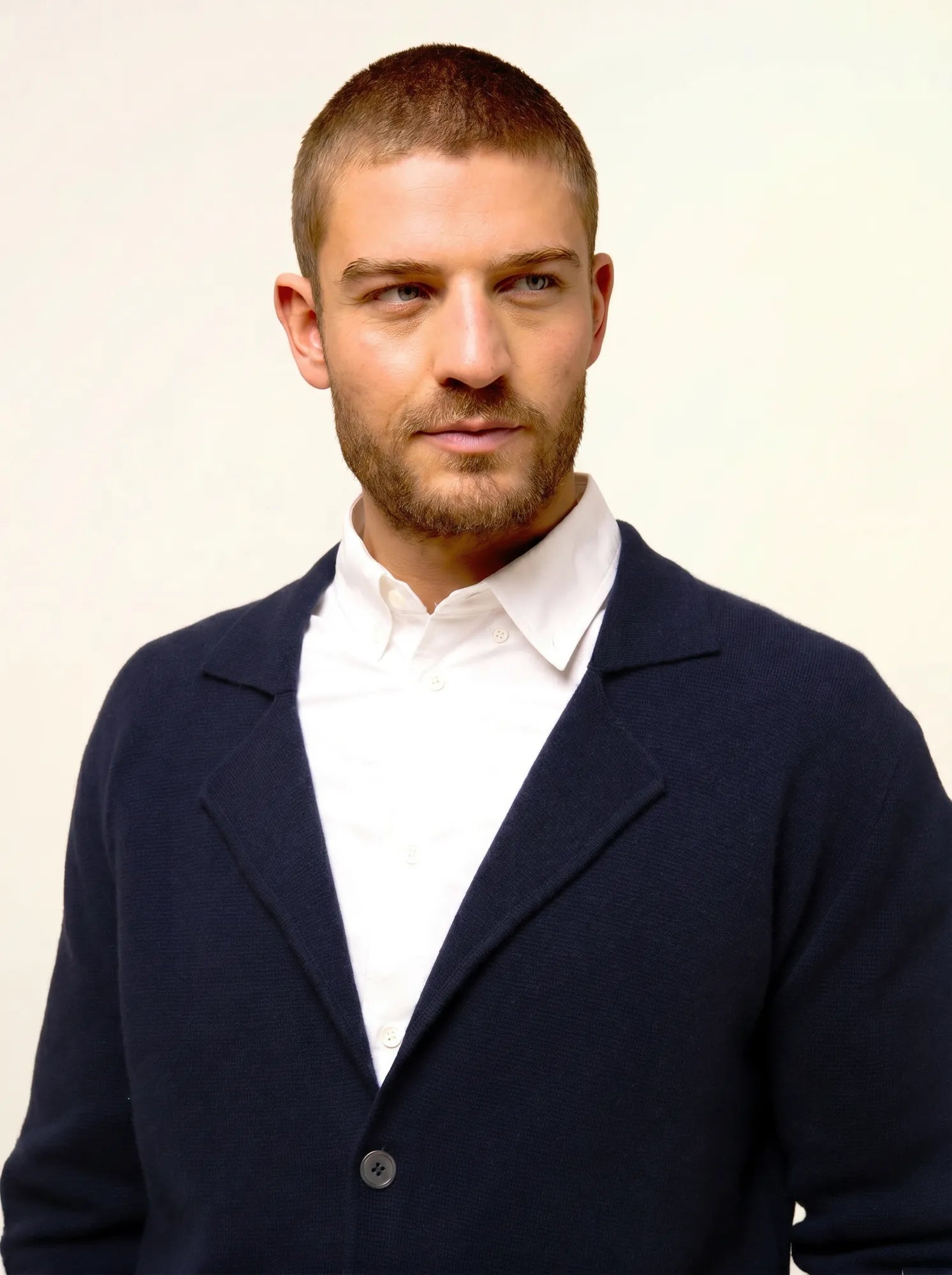 ALVAR veste boutonnée col tailleur bleu marine
