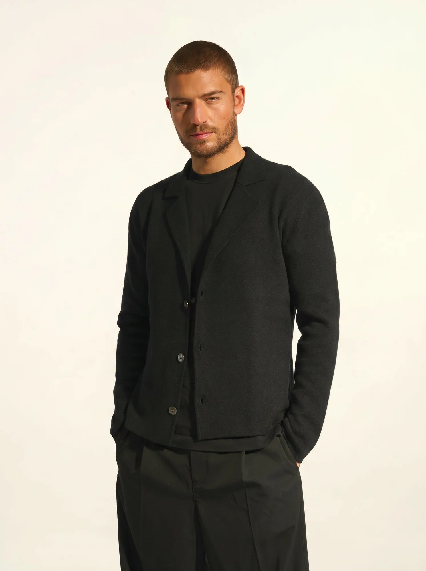 ALVAR jacke geknöpft col tailleur schwarz