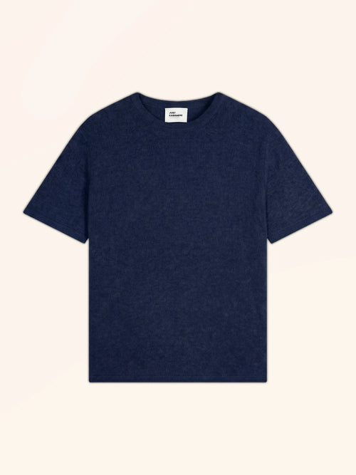 CARLA t-shirt col rond 4 fils bleu marine