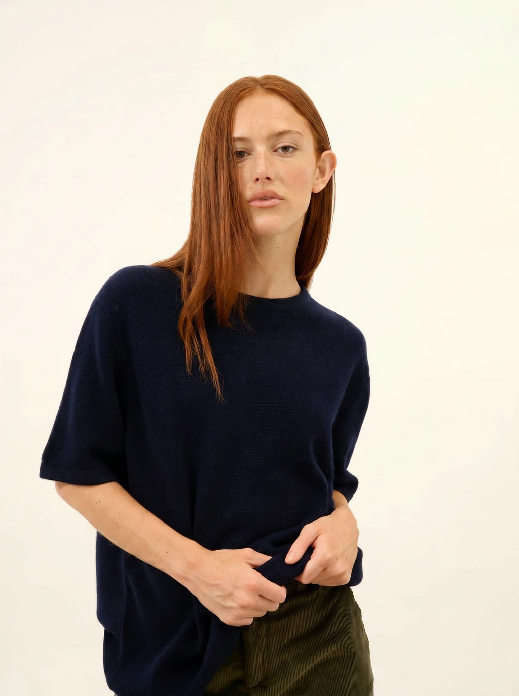 CARLA t-shirt rundhalsausschnitt 4-fädig marineblau
