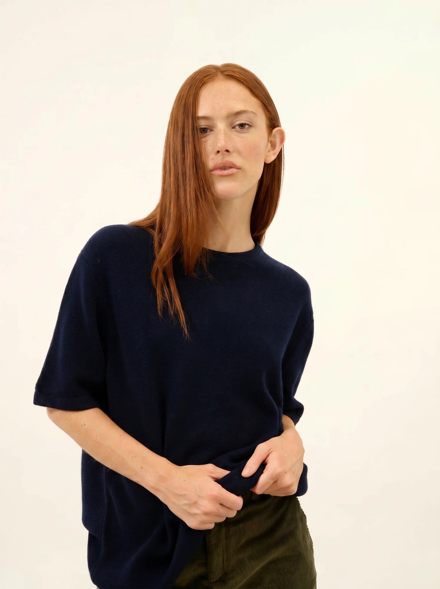 CARLA t-shirt rundhalsausschnitt 4-fädig marineblau