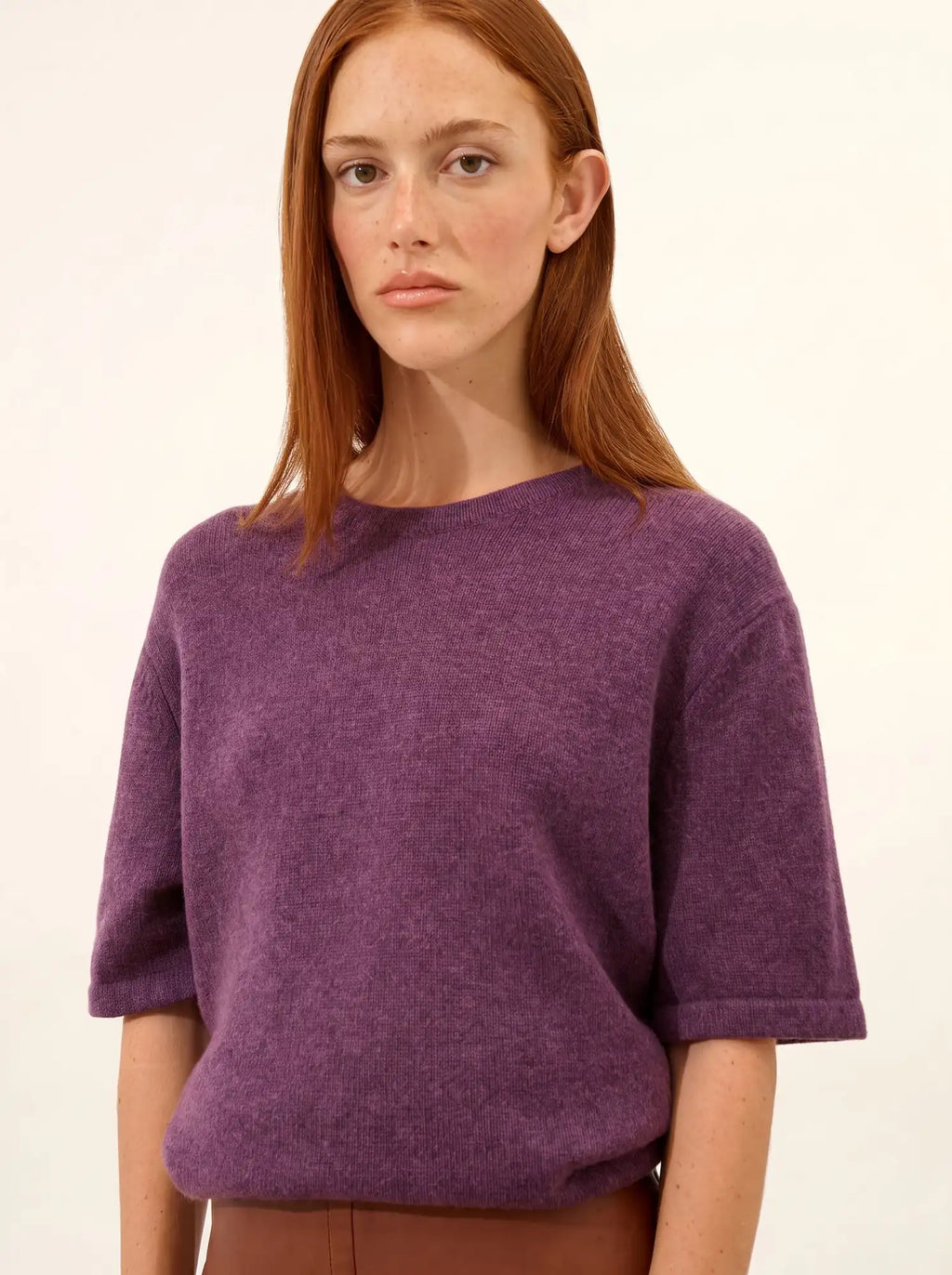 CARLA t-shirt rundhalsausschnitt 4-fädig violett meliert