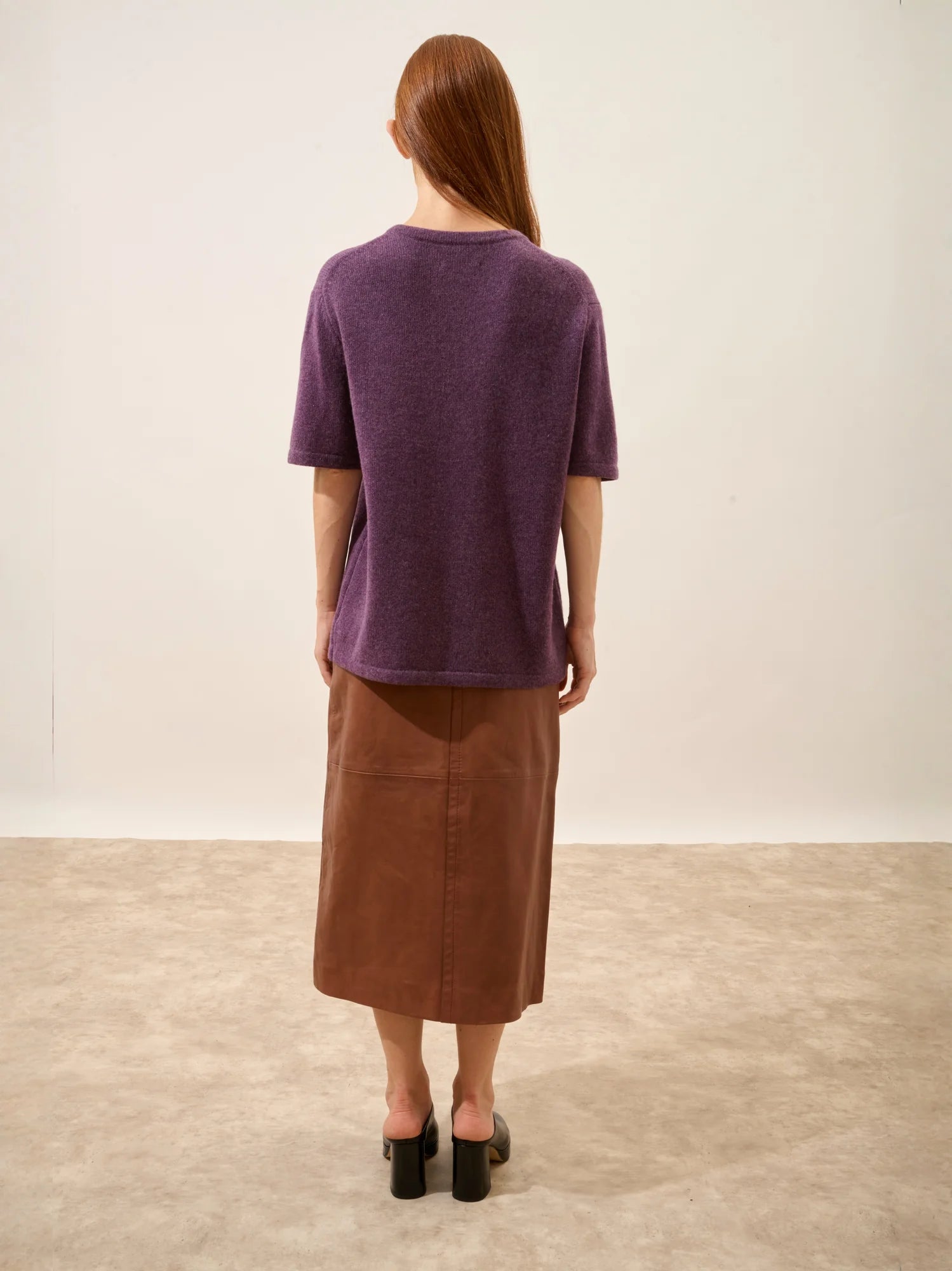 CARLA t-shirt rundhalsausschnitt 4-fädig violett meliert