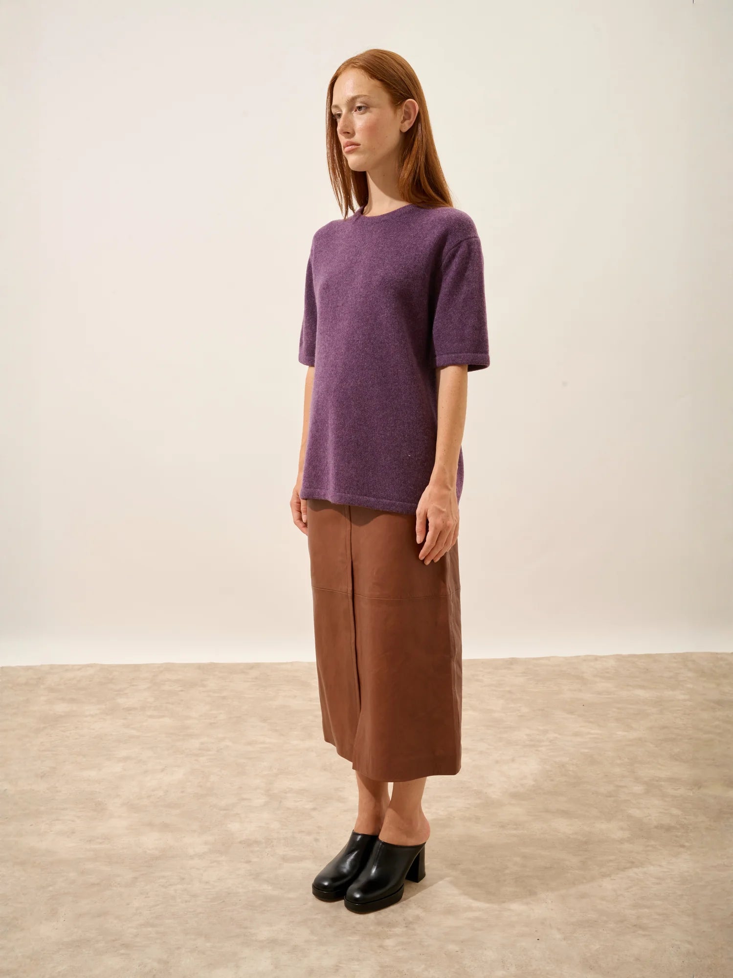 CARLA t-shirt rundhalsausschnitt 4-fädig violett meliert
