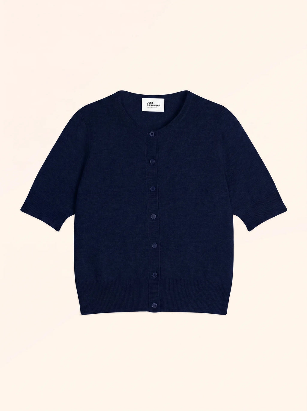 SAMUEL strickjacke rundhalsausschnitt kurzarm marineblau