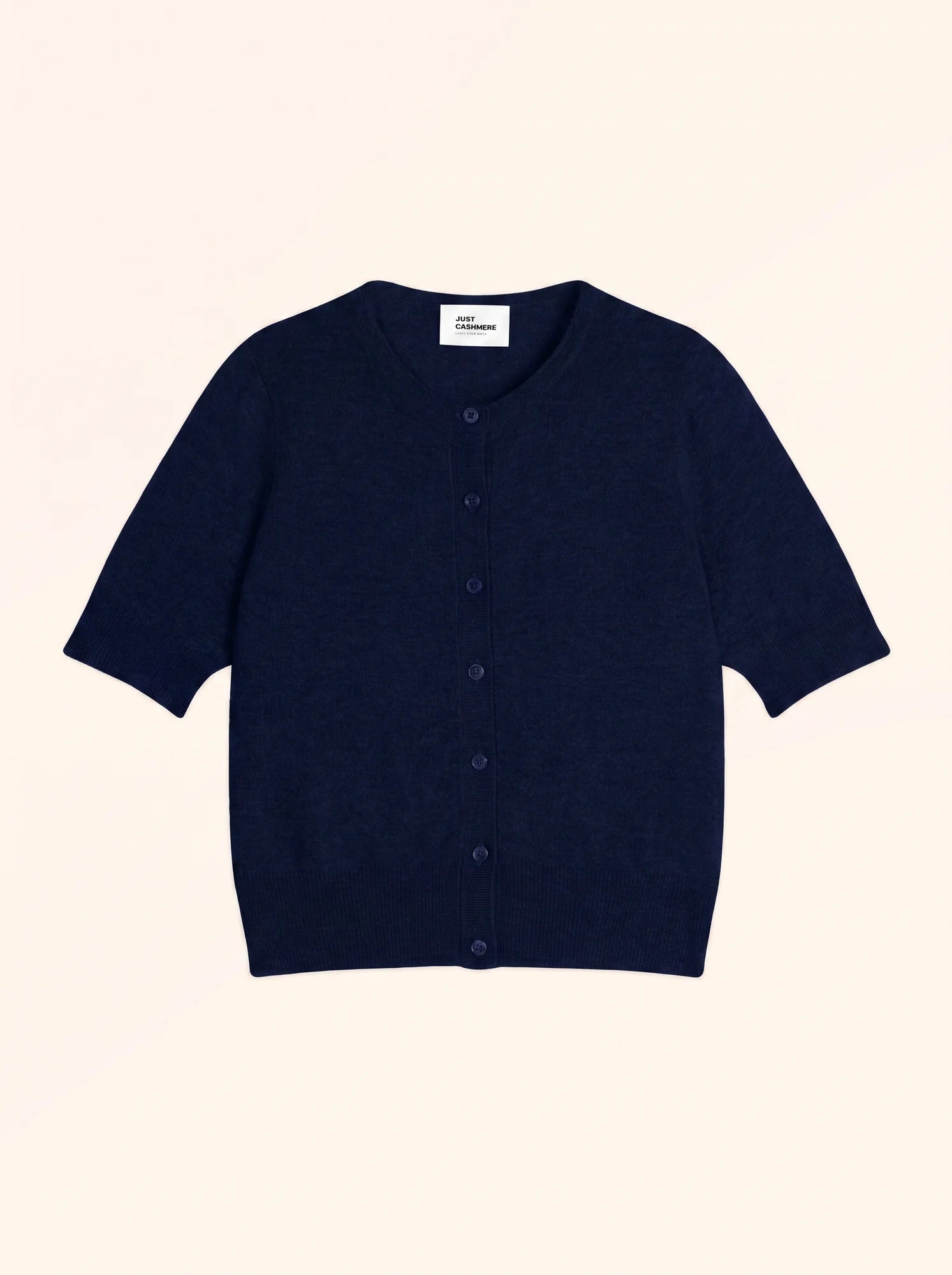 SAMUEL strickjacke rundhalsausschnitt kurzarm marineblau