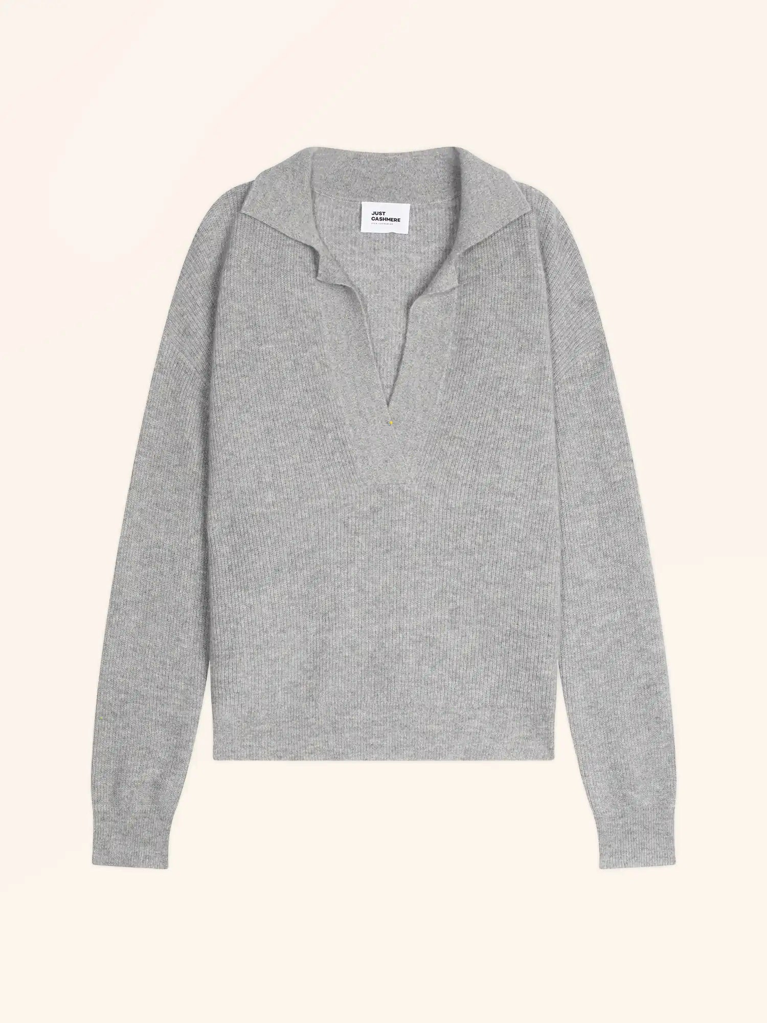 GARCIA poloshirt v-ausschnitt croisé langarm grau maus meliert