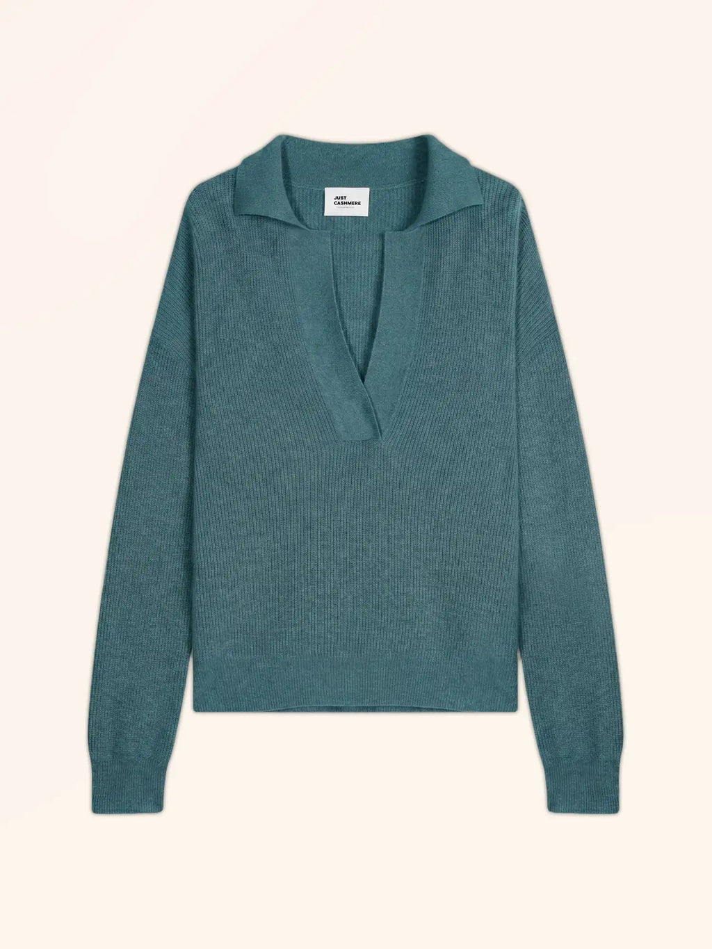 GARCIA poloshirt v-ausschnitt croisé langarm petrol meliert