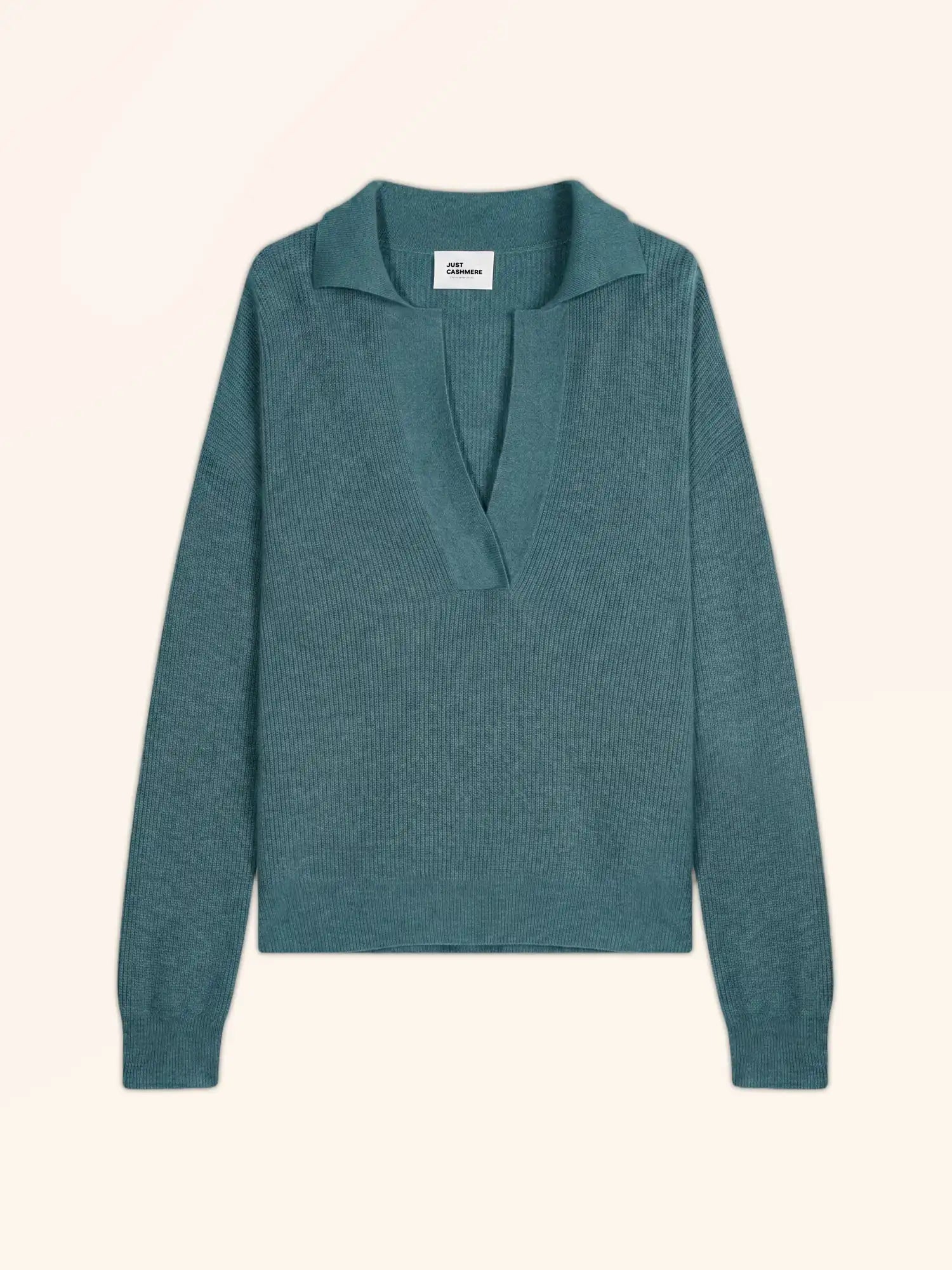 GARCIA poloshirt v-ausschnitt croisé langarm petrol meliert