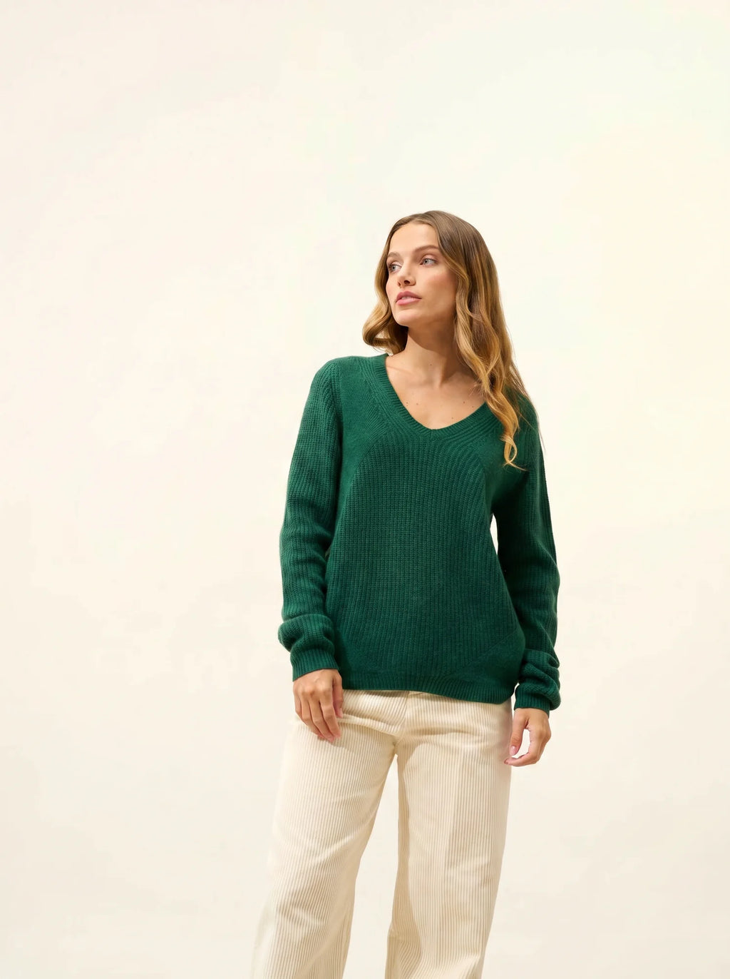 AMRITA pullover v-ausschnitt 4-fädig sapin