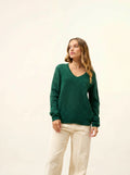 AMRITA pullover v-ausschnitt 4-fädig sapin