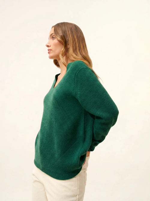AMRITA pullover v-ausschnitt 4-fädig sapin